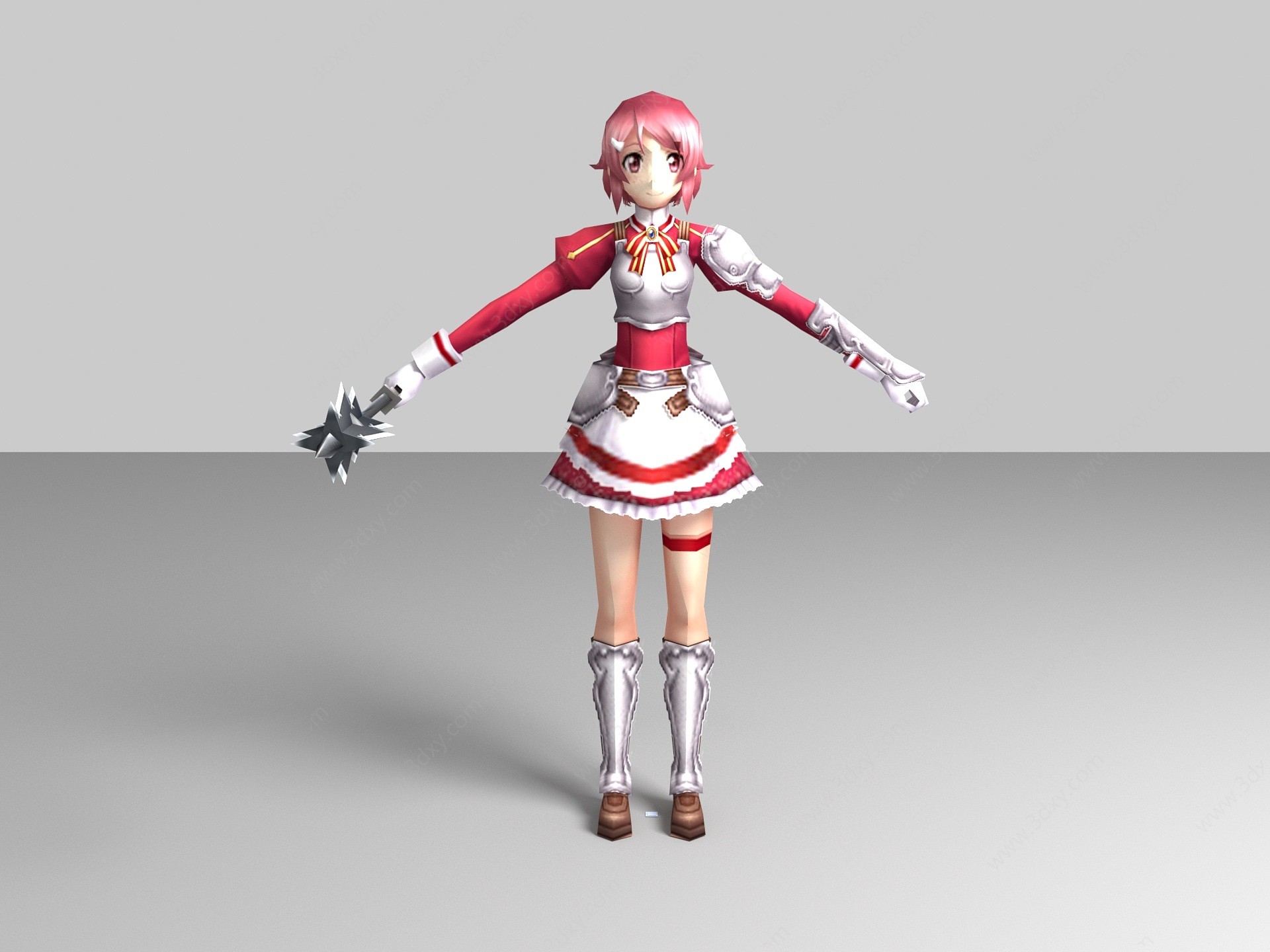 现代游戏角色短裙美女3D模型