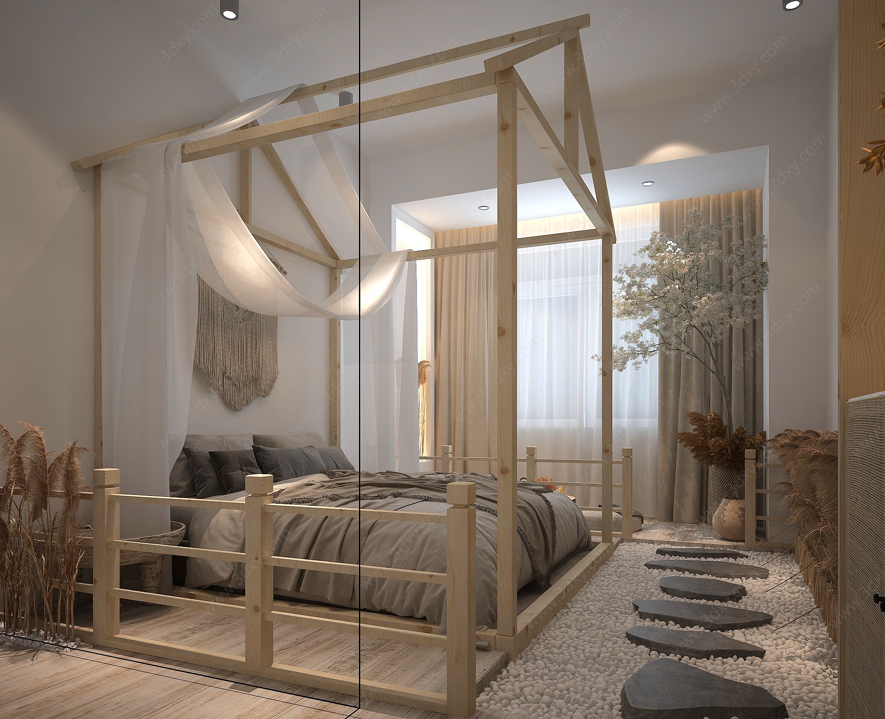 自然风民宿客房3D模型