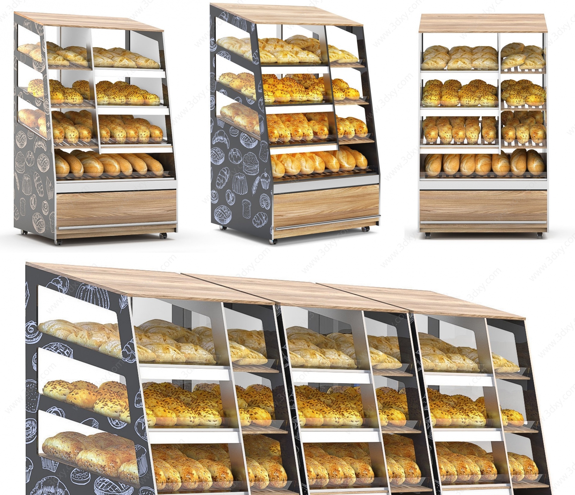 工业风面包冷藏展示柜3D模型