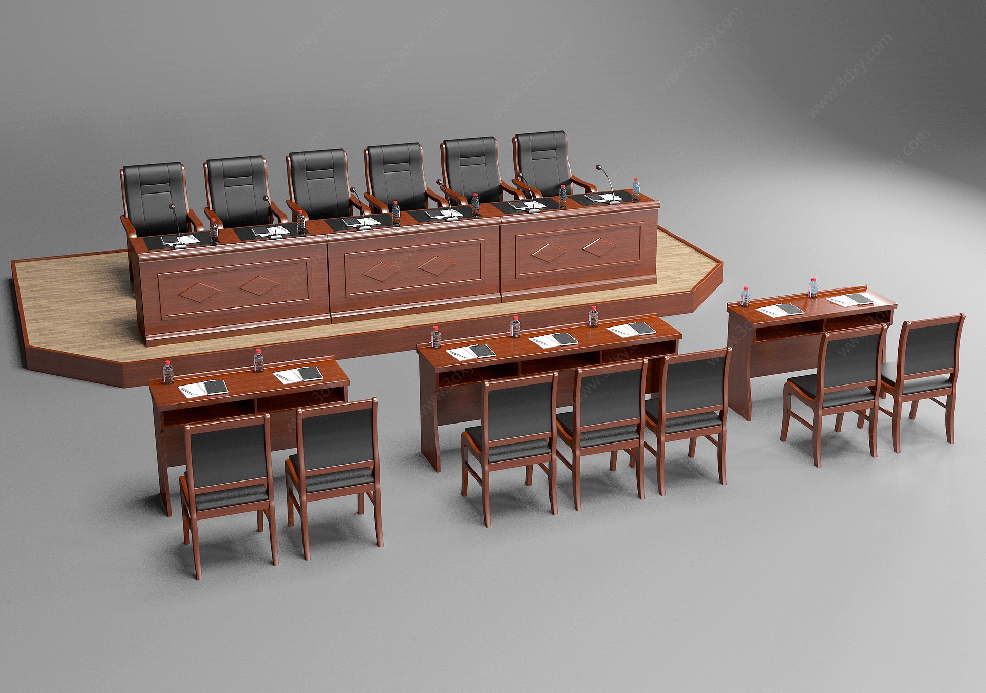 实木会议桌椅条桌椅3D模型