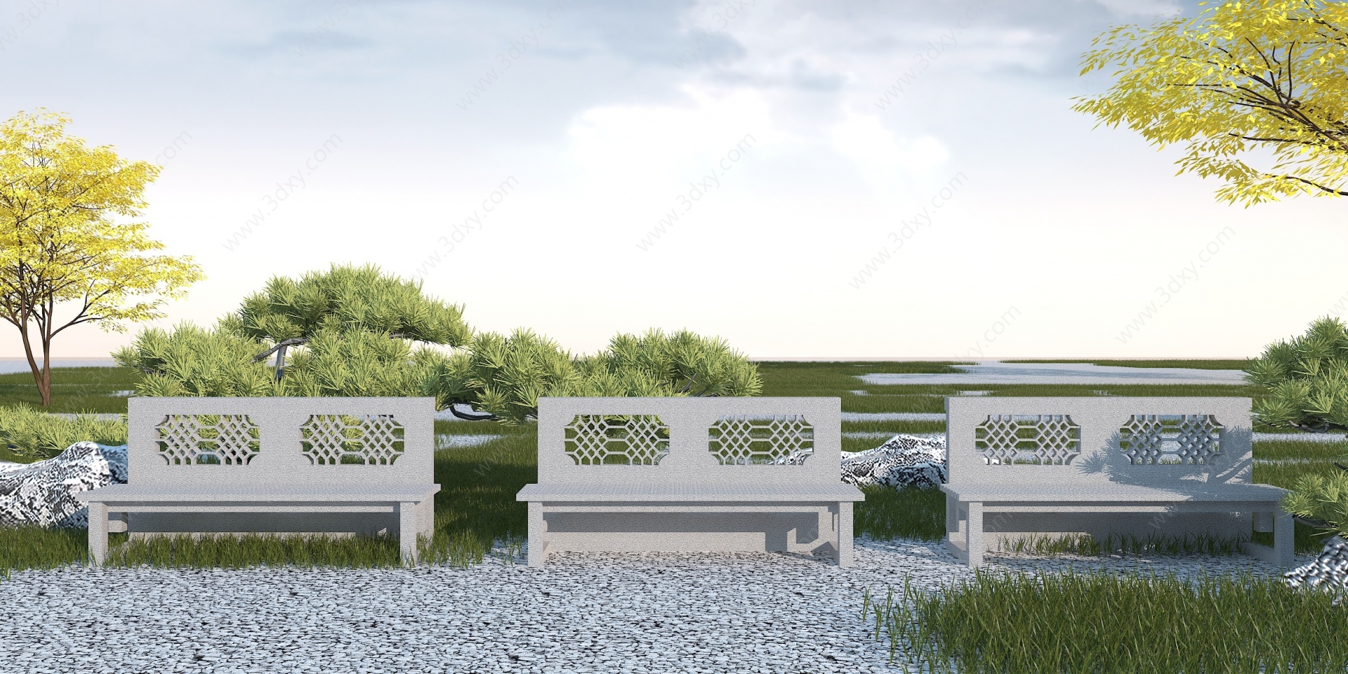 中式石凳3D模型