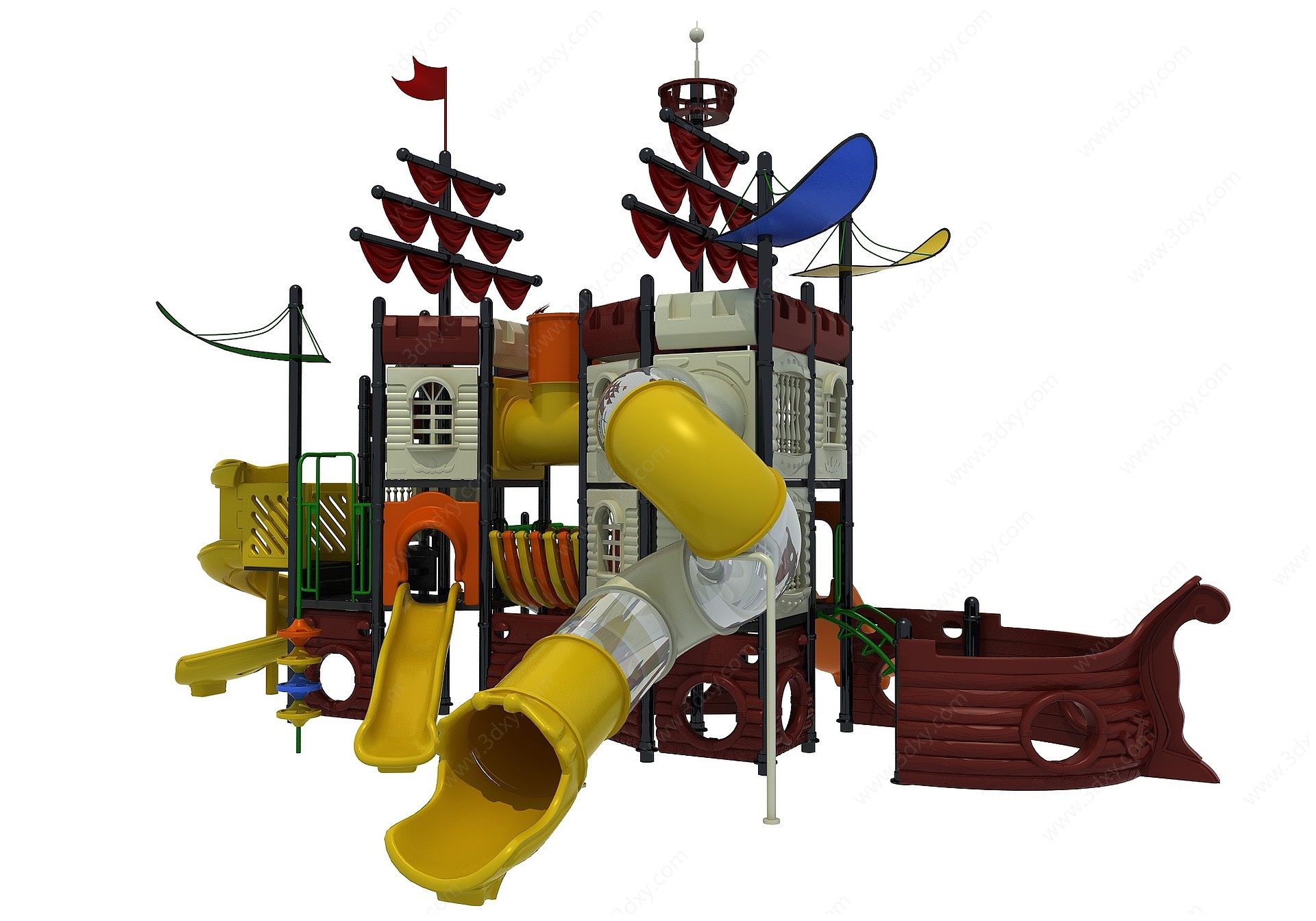 海盗船滑梯儿童滑梯3D模型