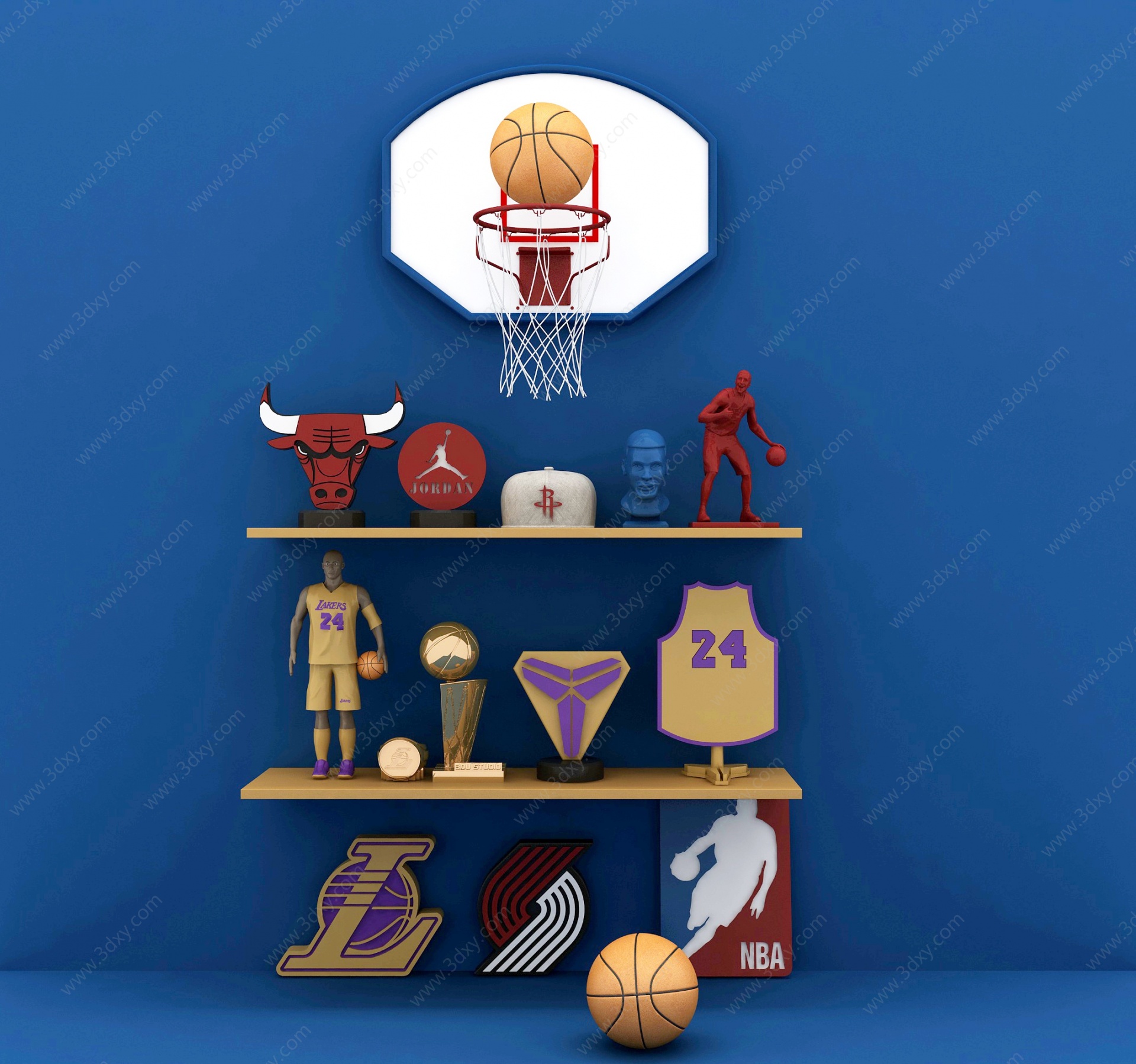 现代NBA篮球摆件3D模型