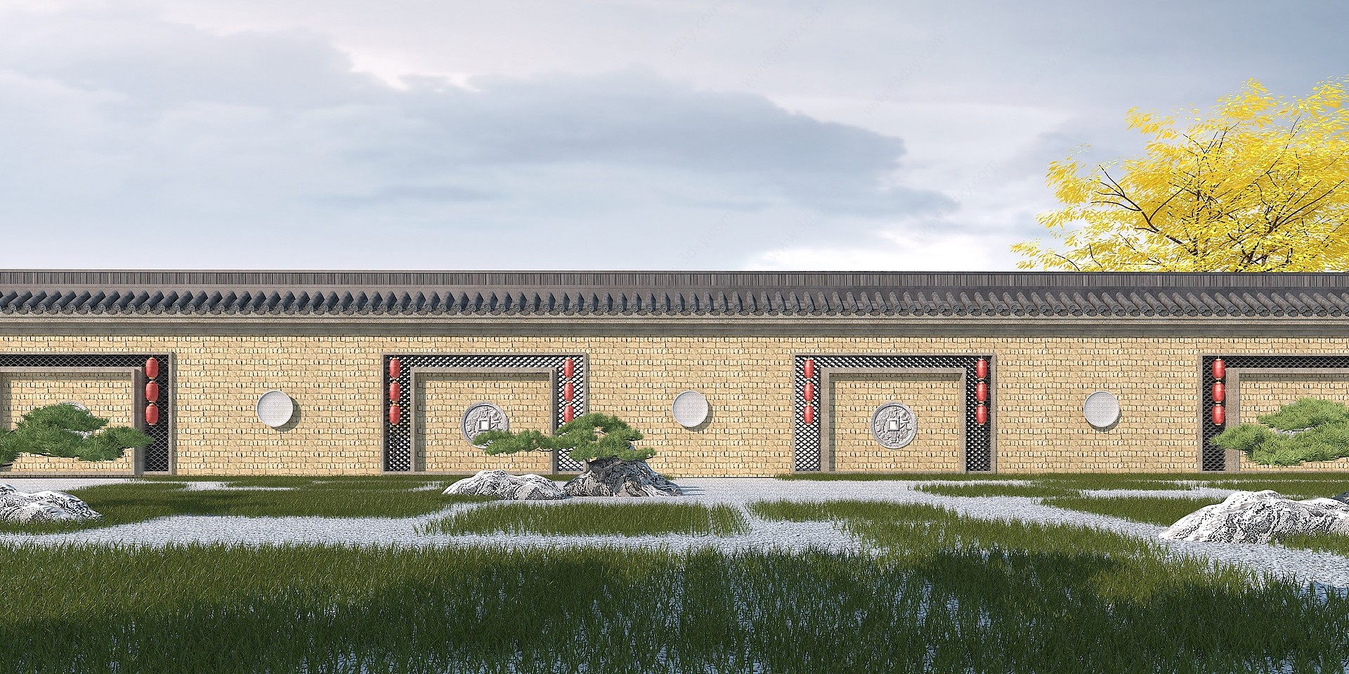 中式土墙3D模型