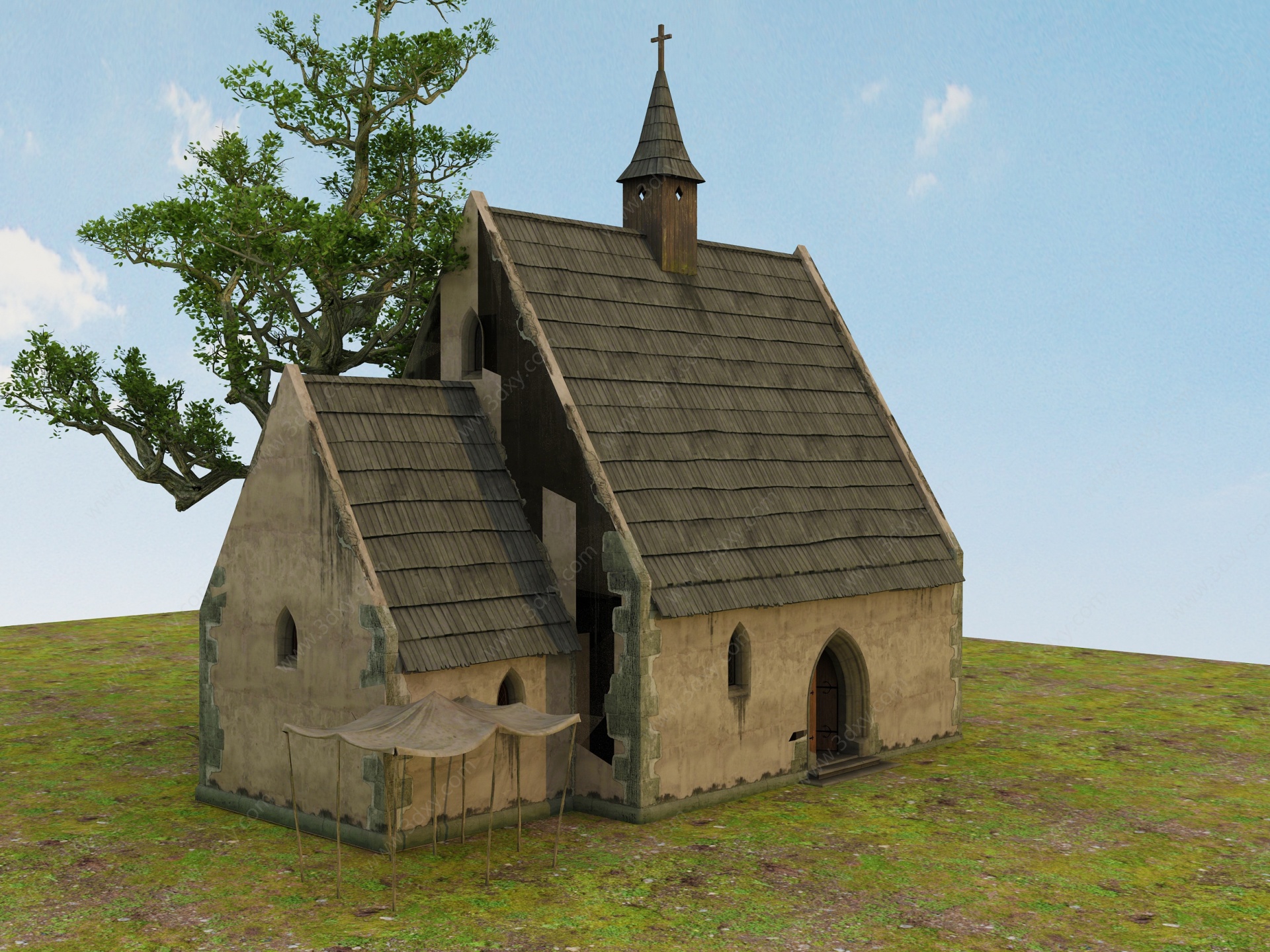 小教堂民间建筑3D模型