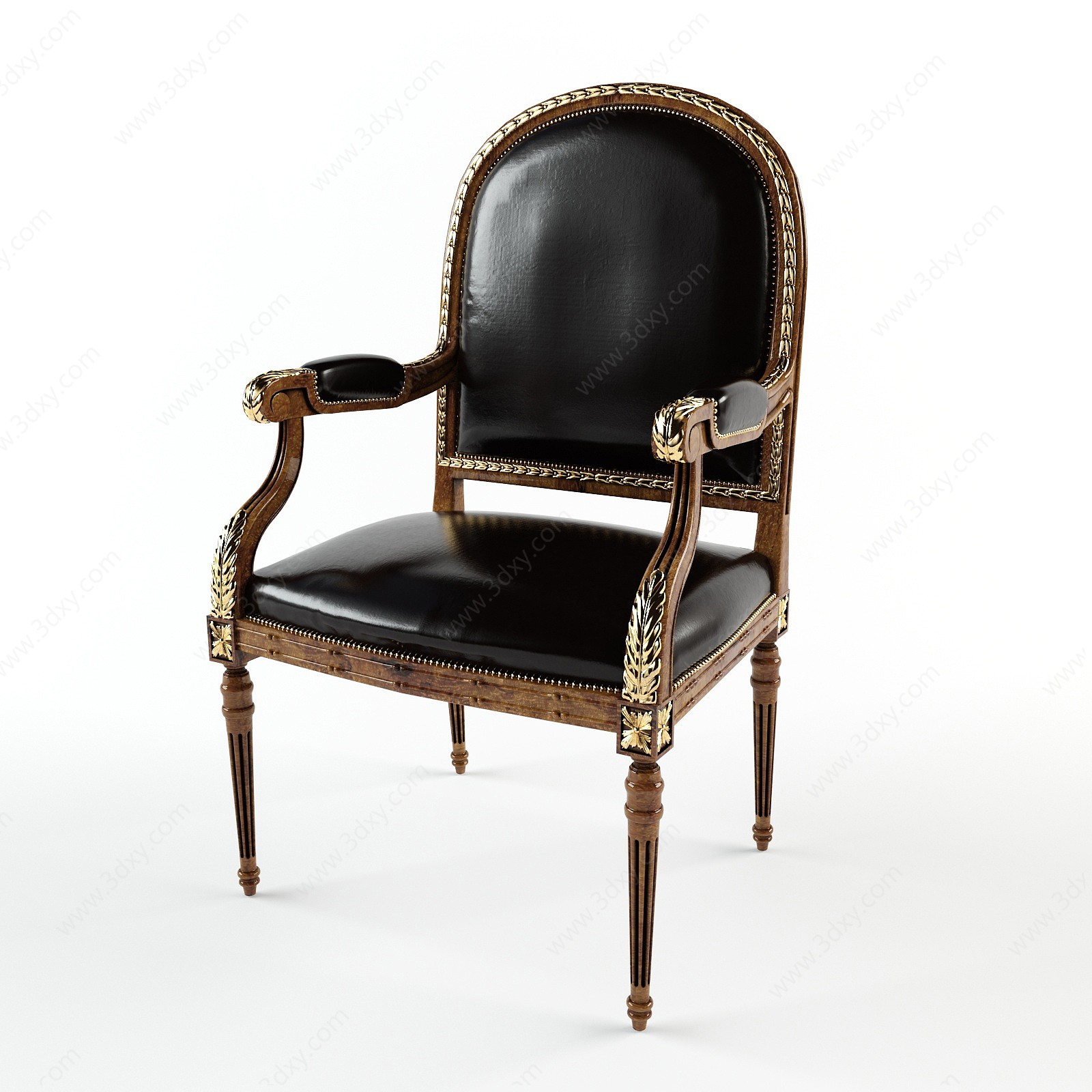美式皮革休闲单椅餐椅3D模型