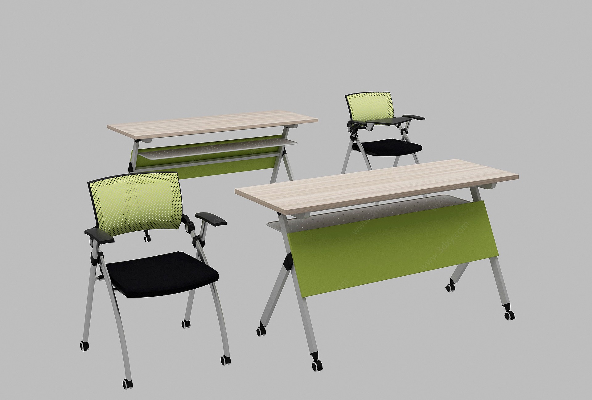 折叠培训桌椅3D模型