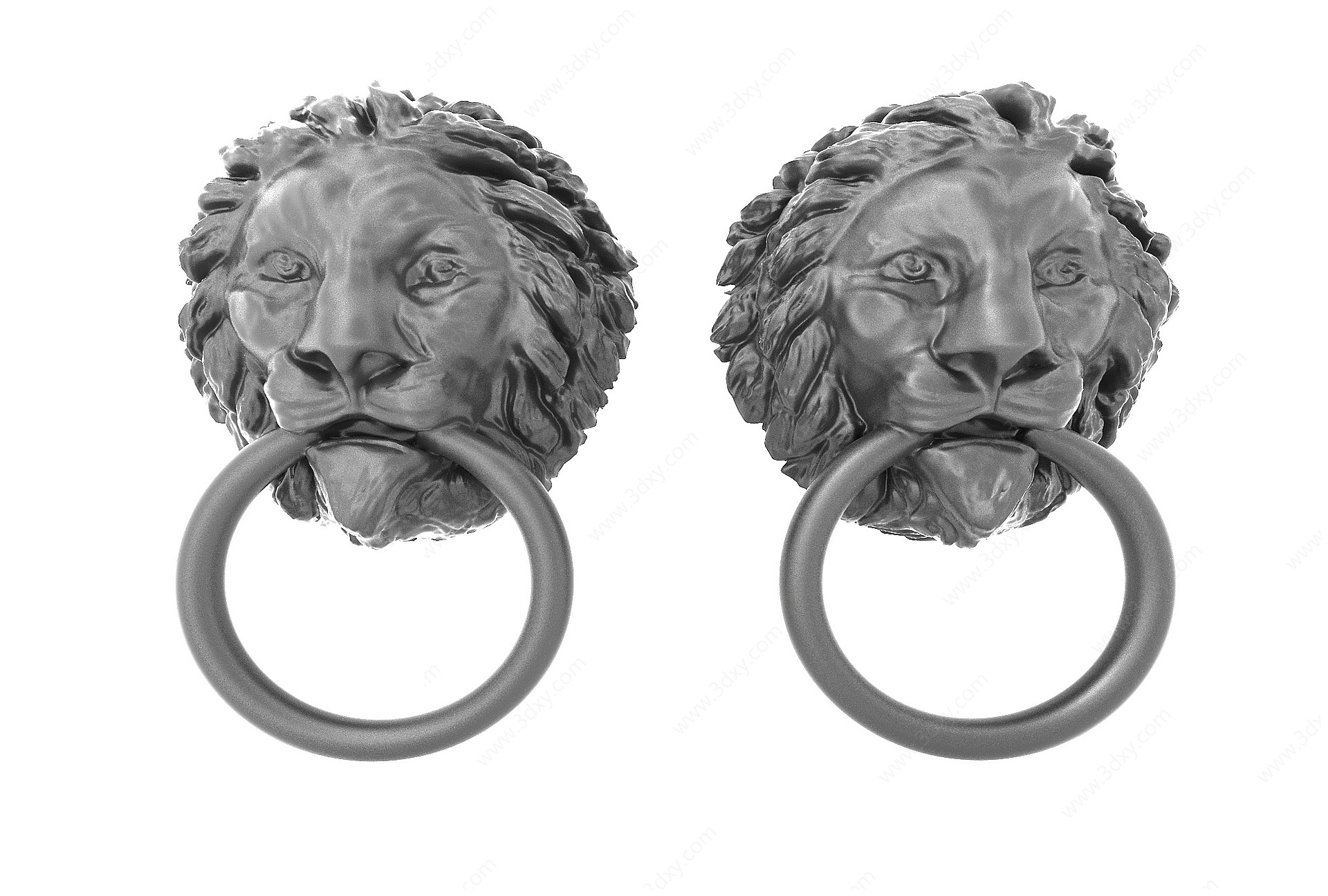 大型青铜狮子头门环3D模型