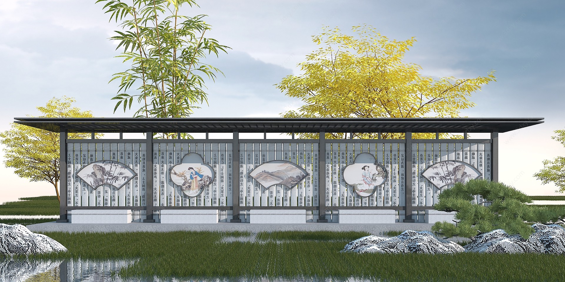 新中式文化长廊3D模型