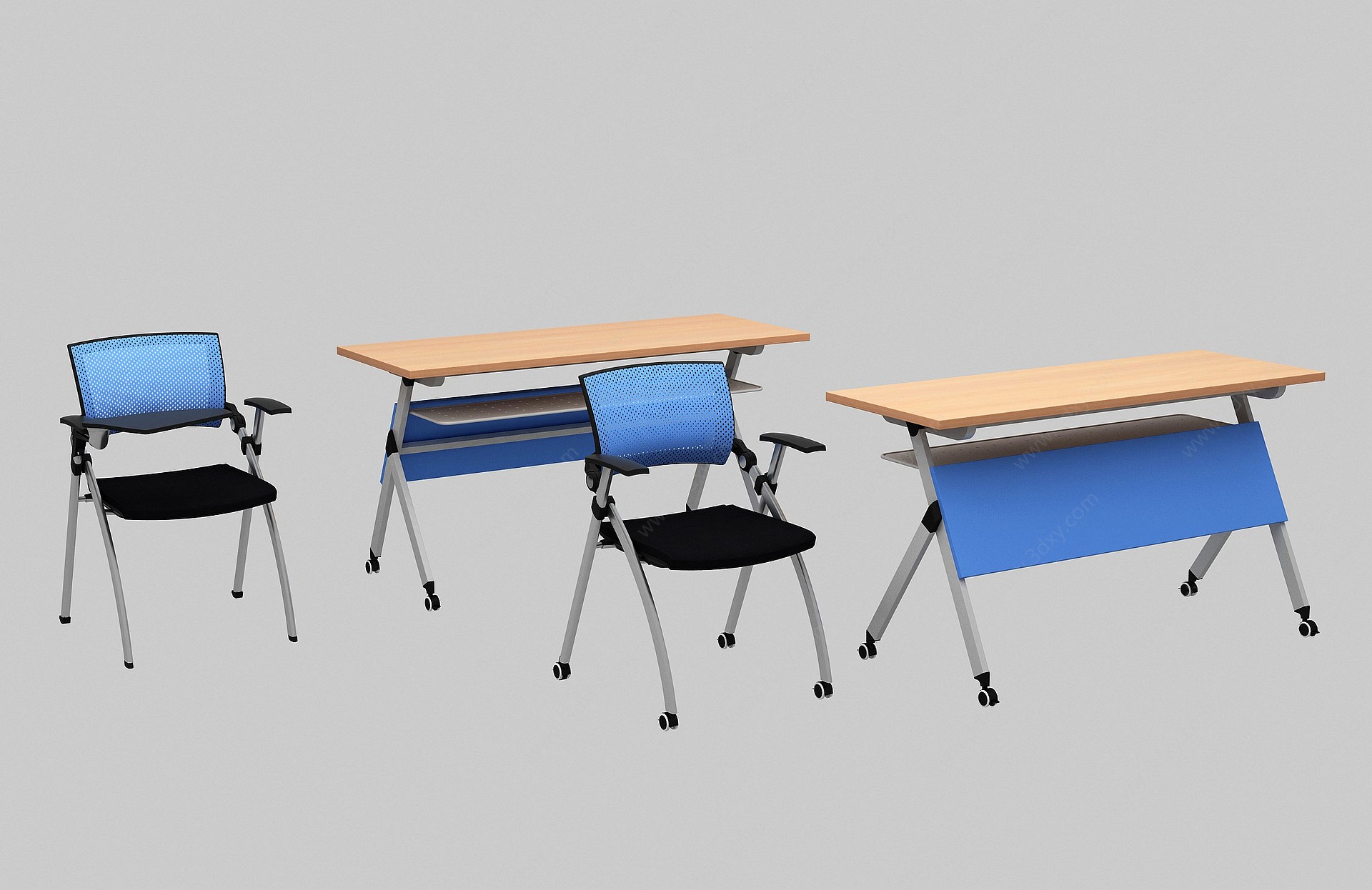 简约培训桌椅3D模型