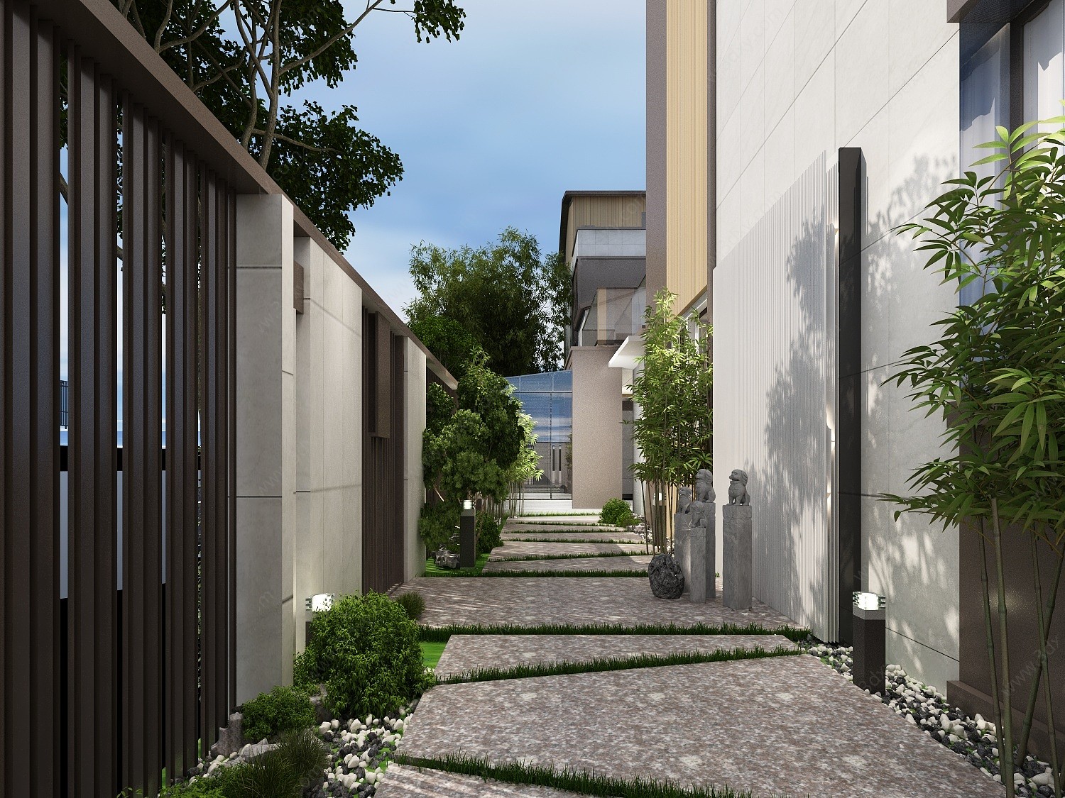 现代户外庭院小道景观3D模型