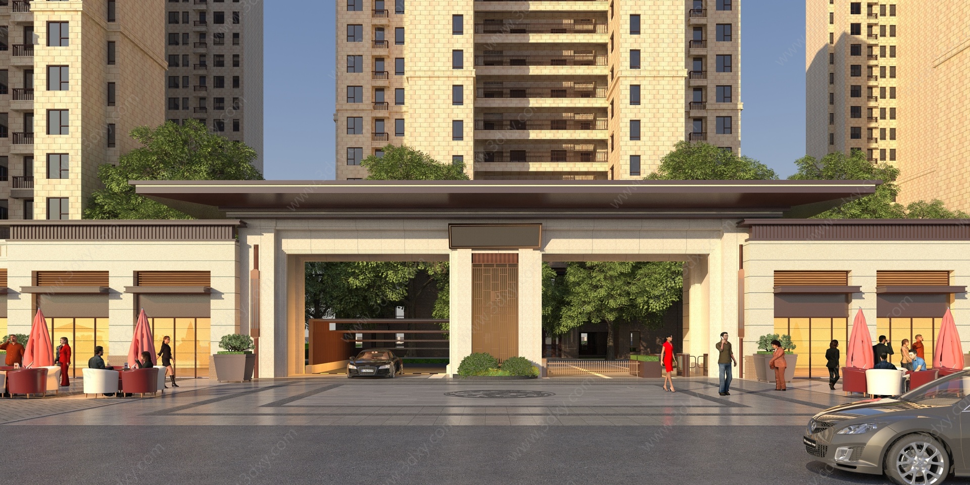 新中式大门住宅3D模型