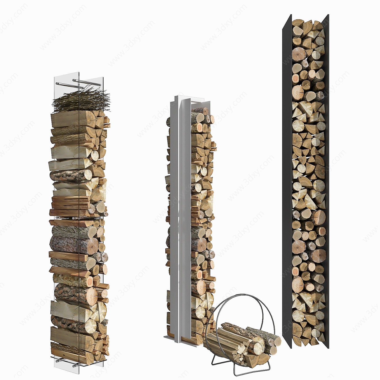 现代壁炉木头柴3D模型