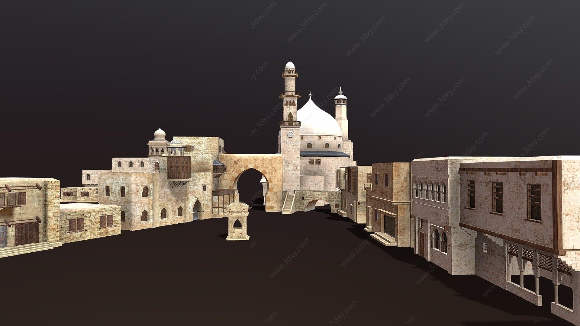 现代阿拉伯建筑教堂3D模型