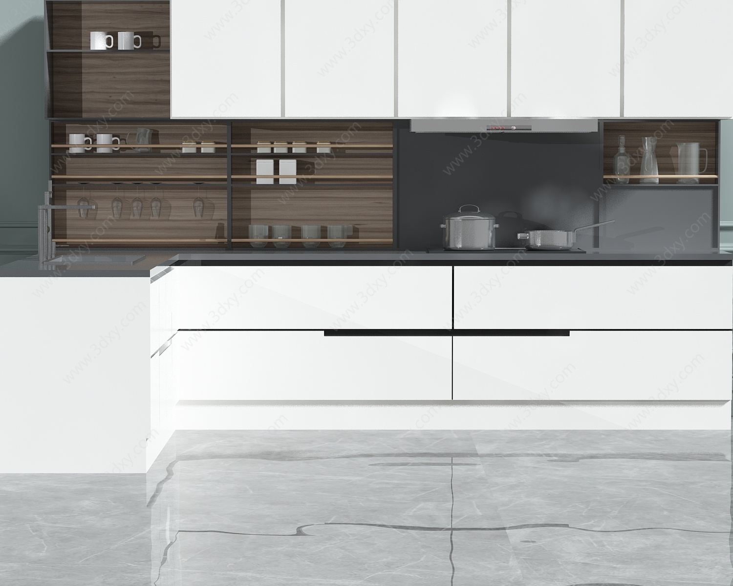 白色厨房柜子3D模型