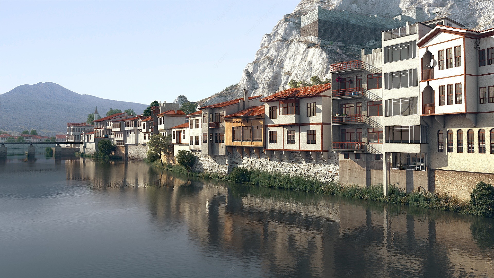河边建筑3D模型
