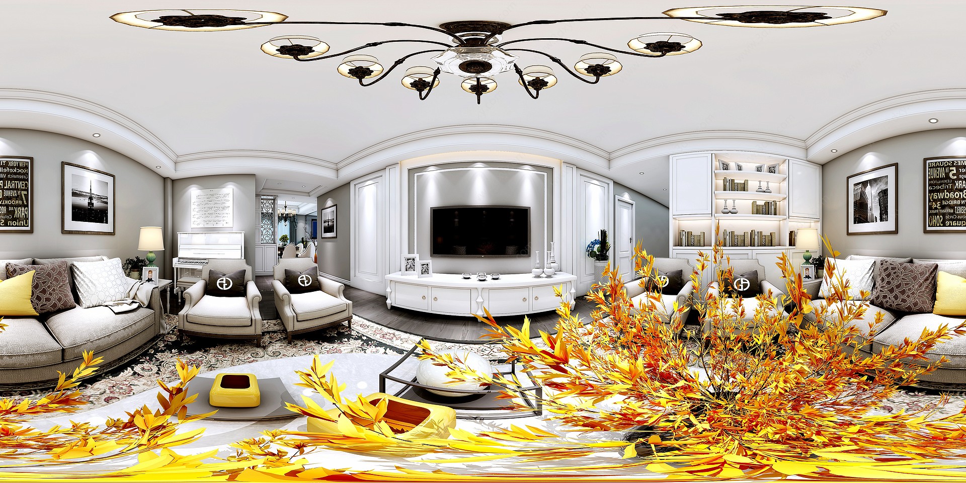 欧式风格的客厅3D模型