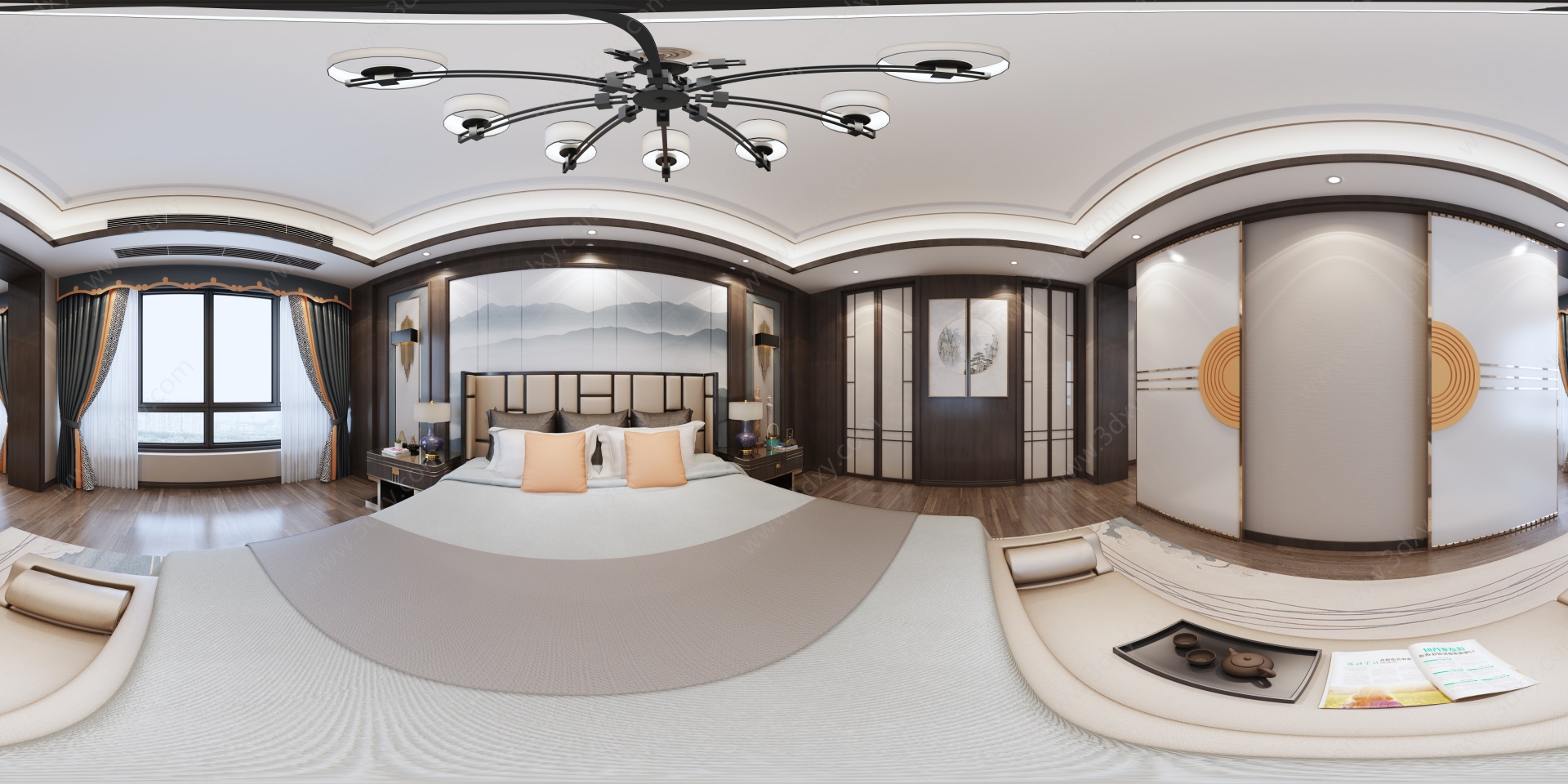 新中式风格的卧室3D模型