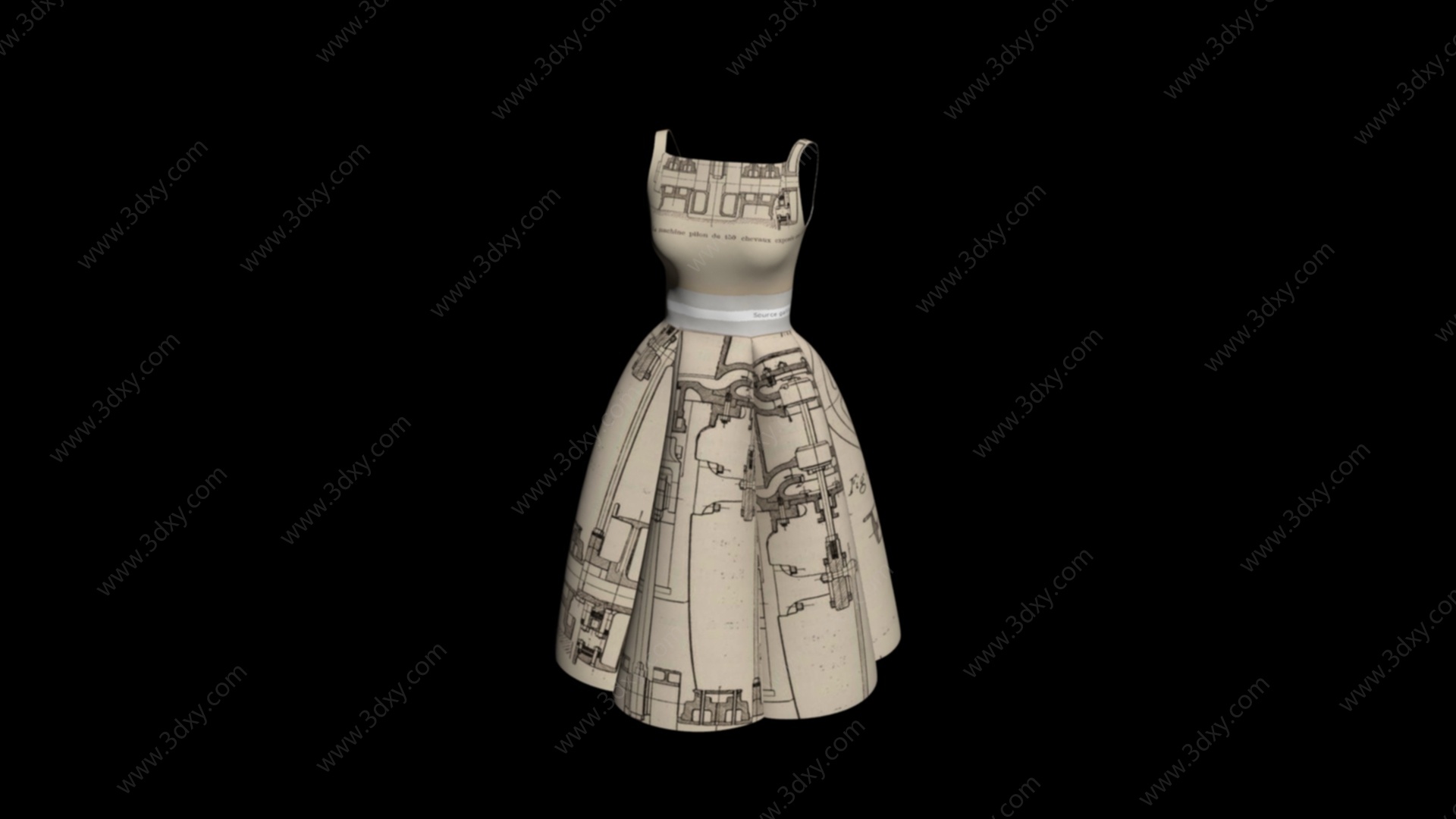 带花连衣裙3D模型