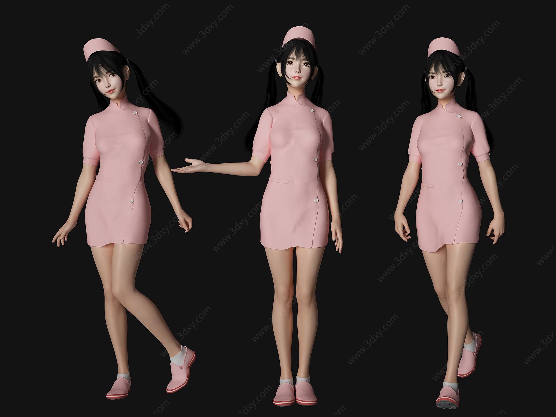 美女护士人物3D模型