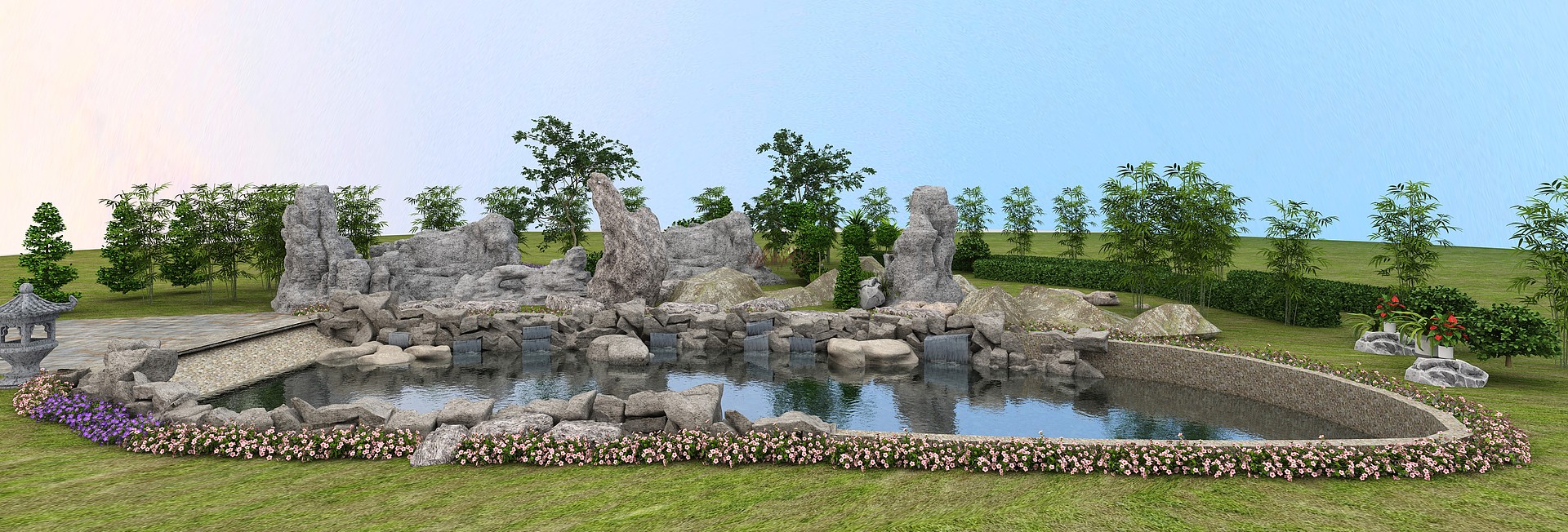 假山水景3D模型