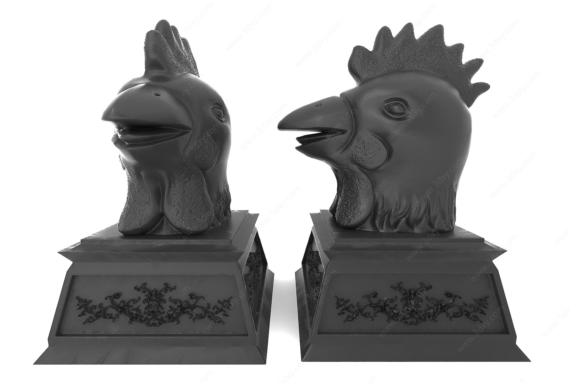 现代风格鸡头雕塑3D模型