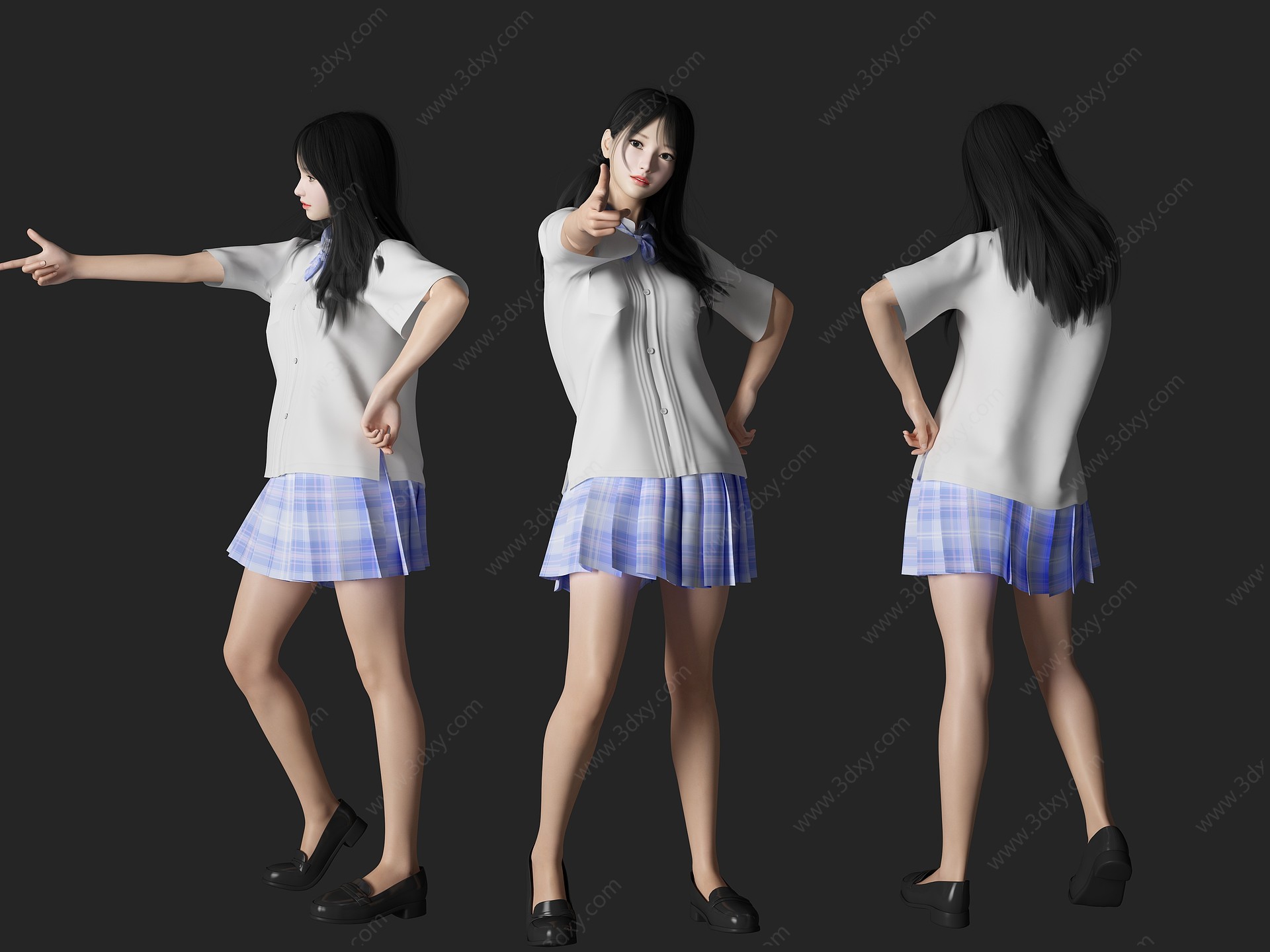 制服美女人物3D模型