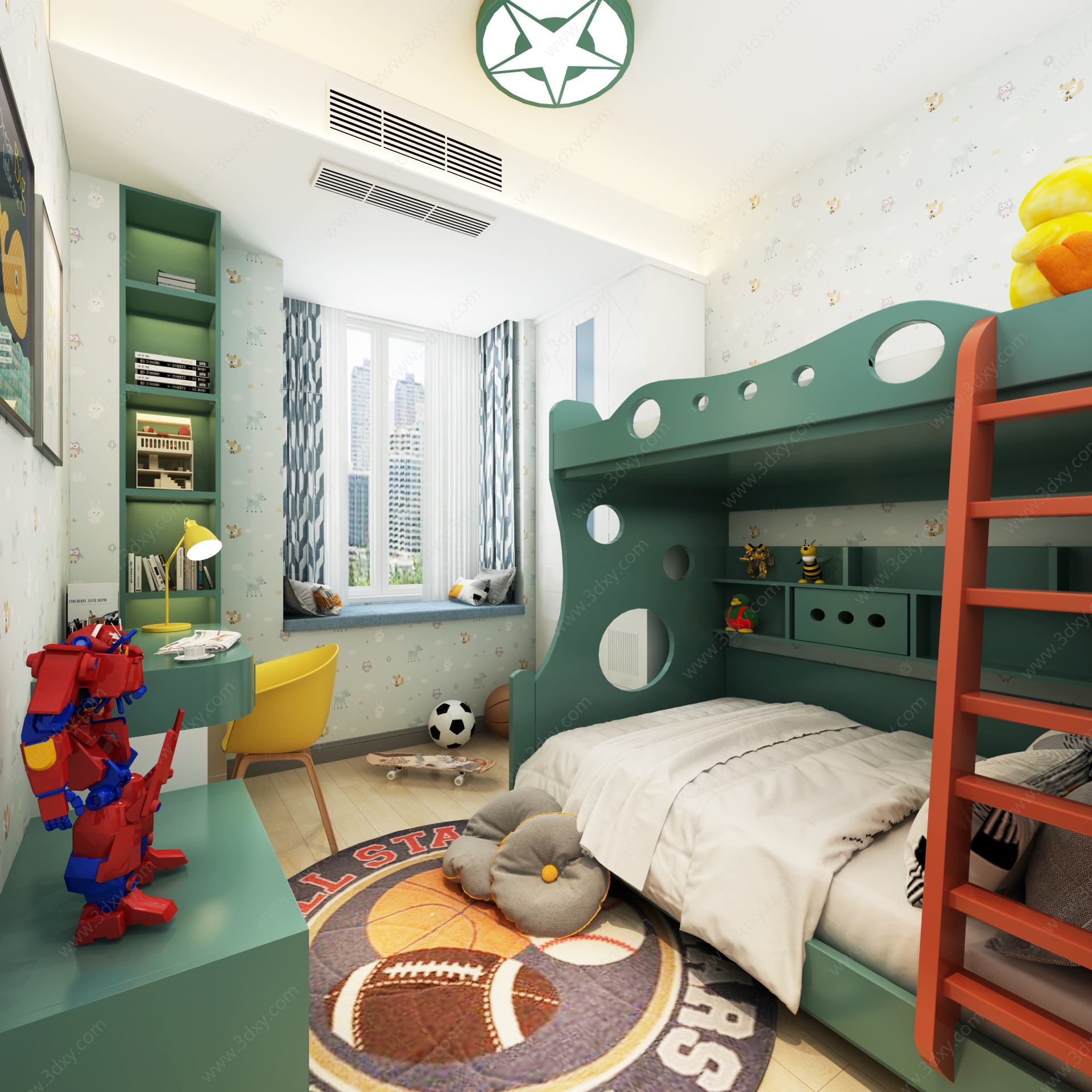 现代儿童房主卧3D模型
