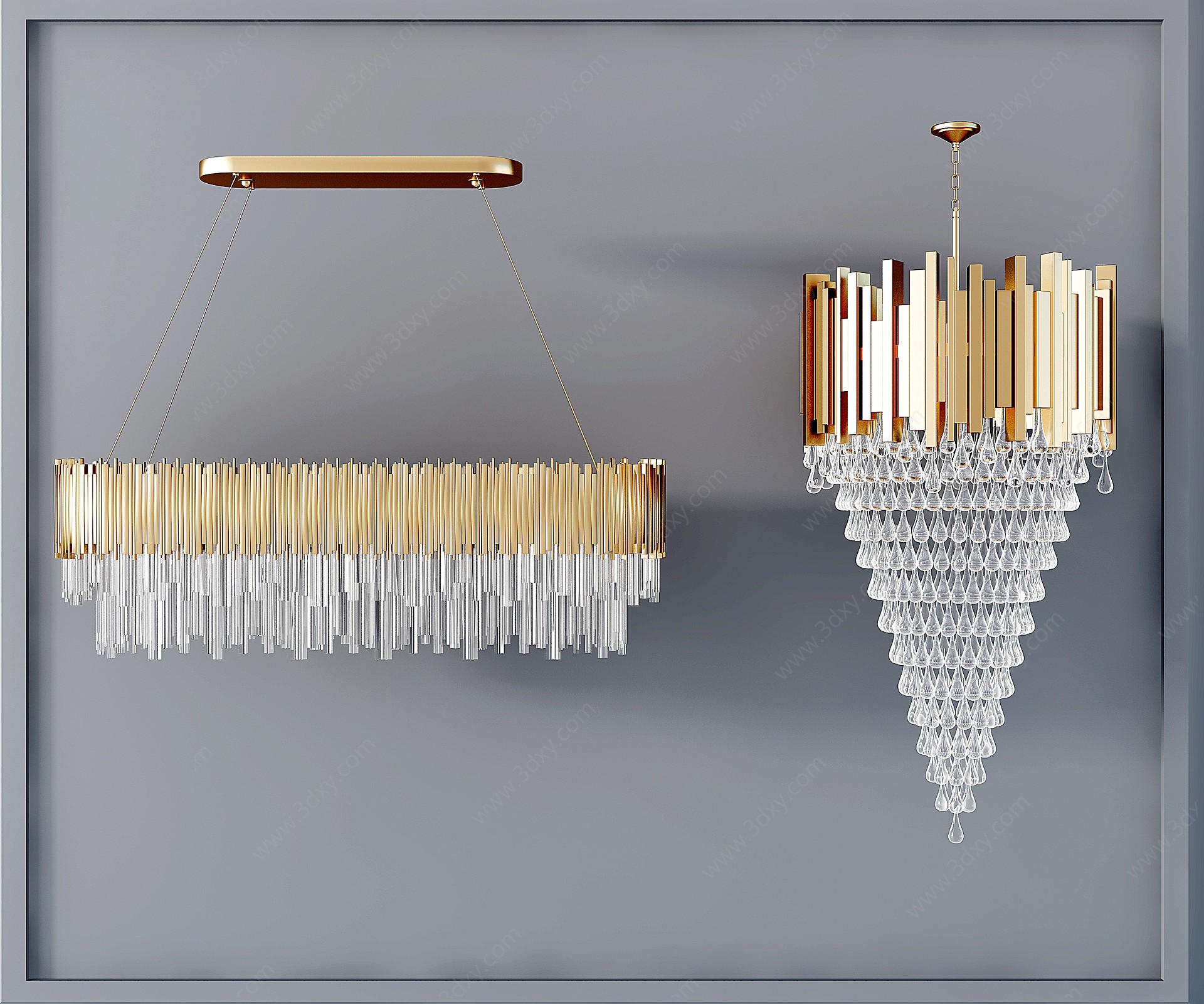 现代金属水晶吊灯3D模型