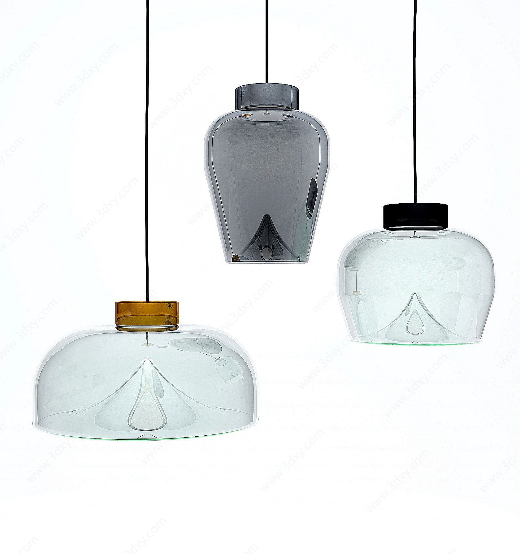 现代玻璃小吊灯3D模型