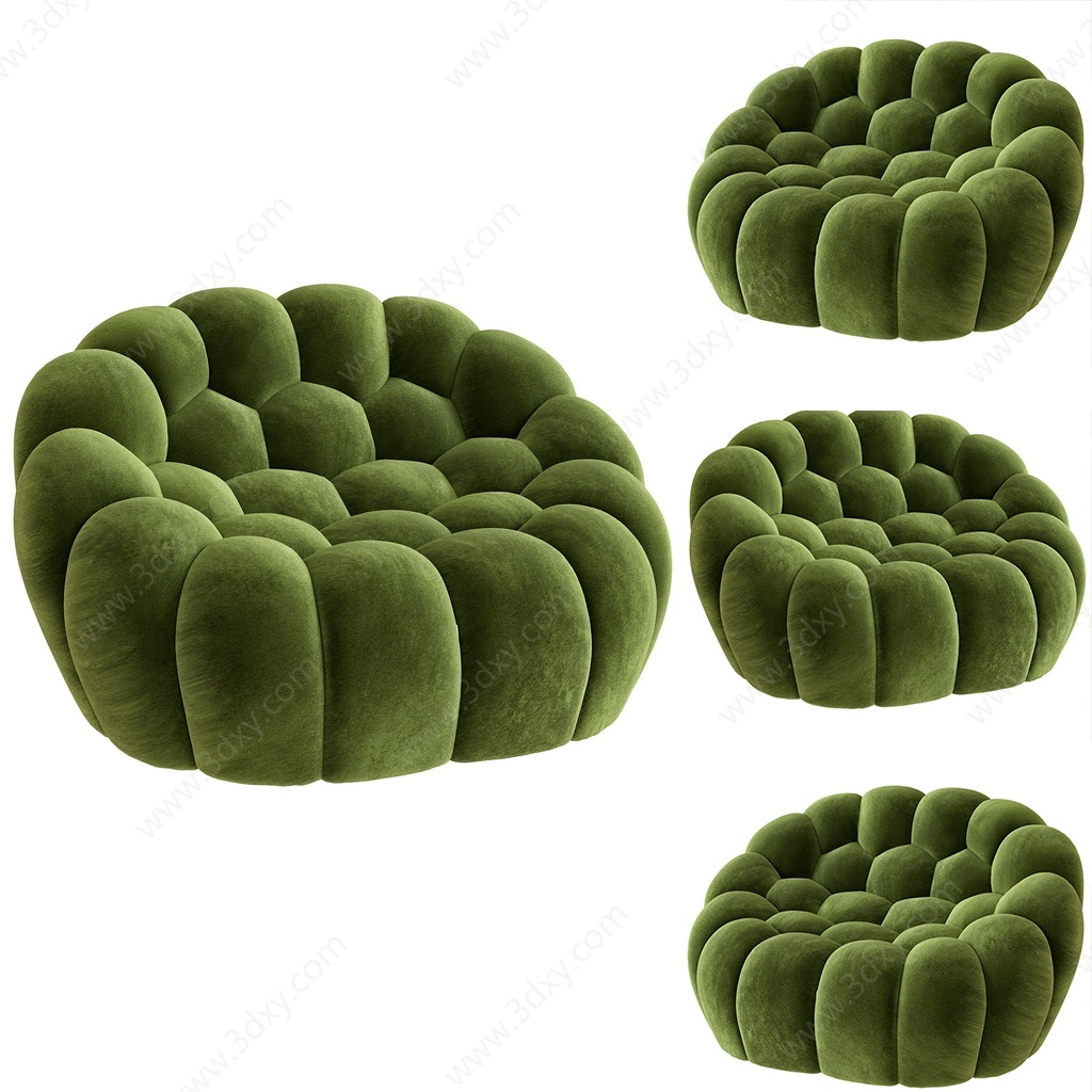 现代布艺休闲懒人沙发椅3D模型