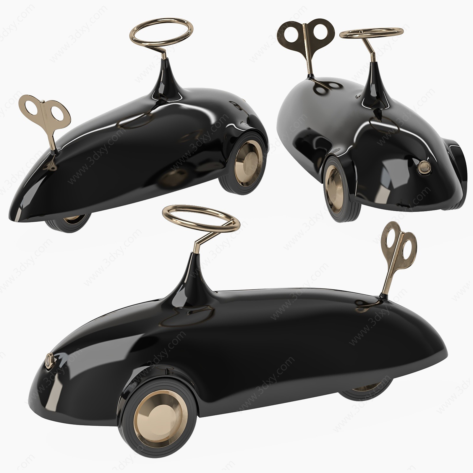 现代玩具黑色卡丁车3D模型