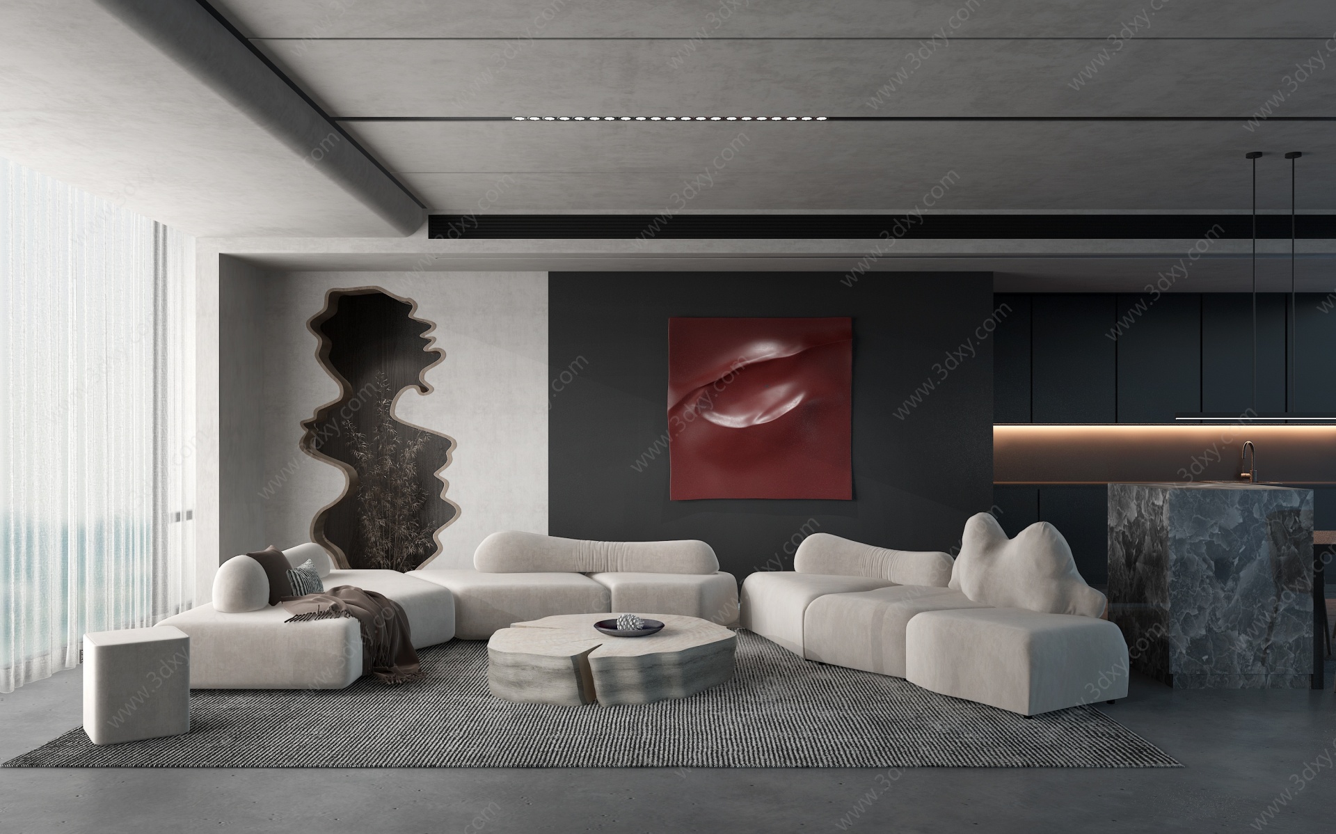 侘寂风格的客厅3D模型