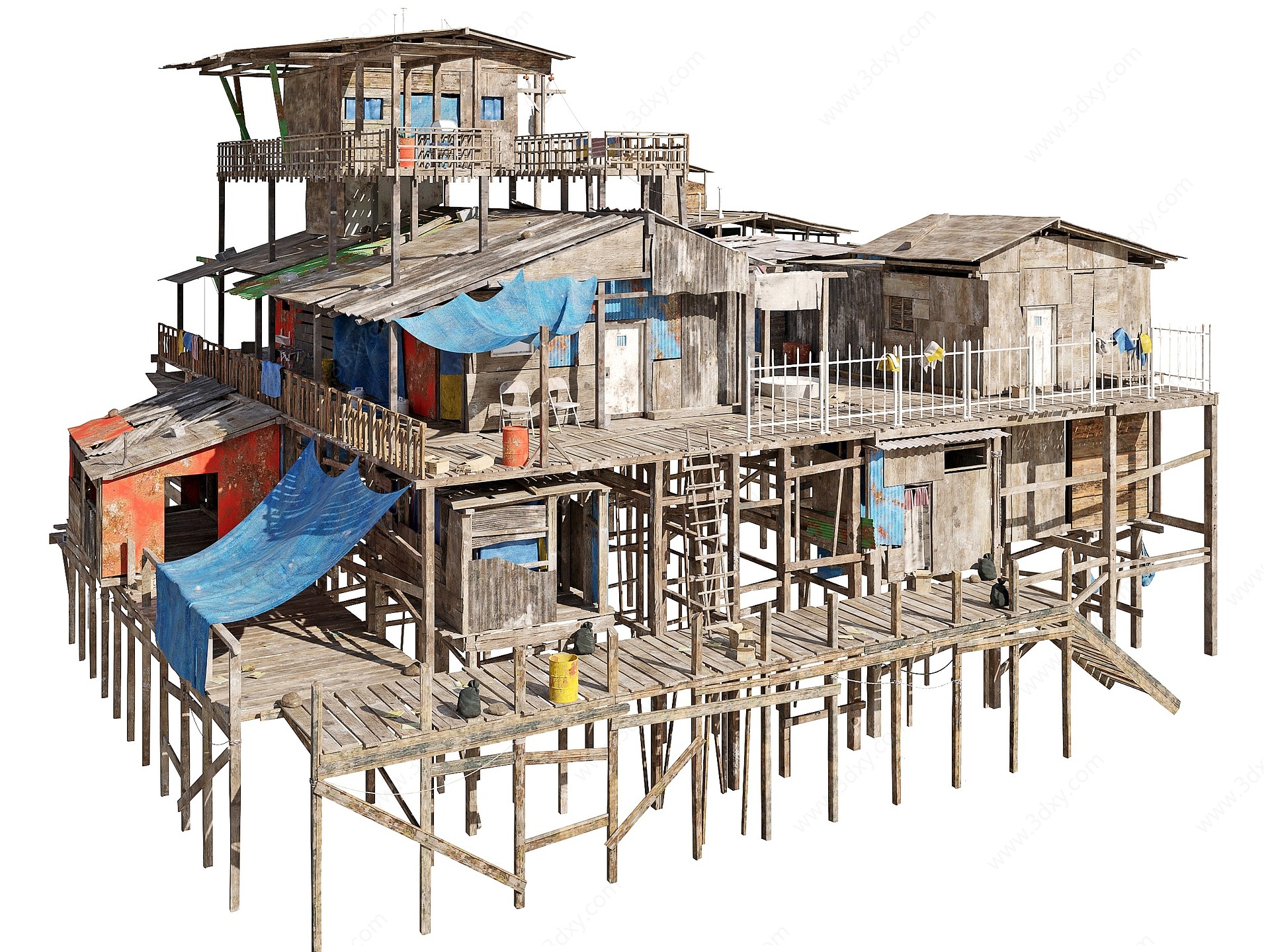 现代贫民窟住宅高脚屋3D模型