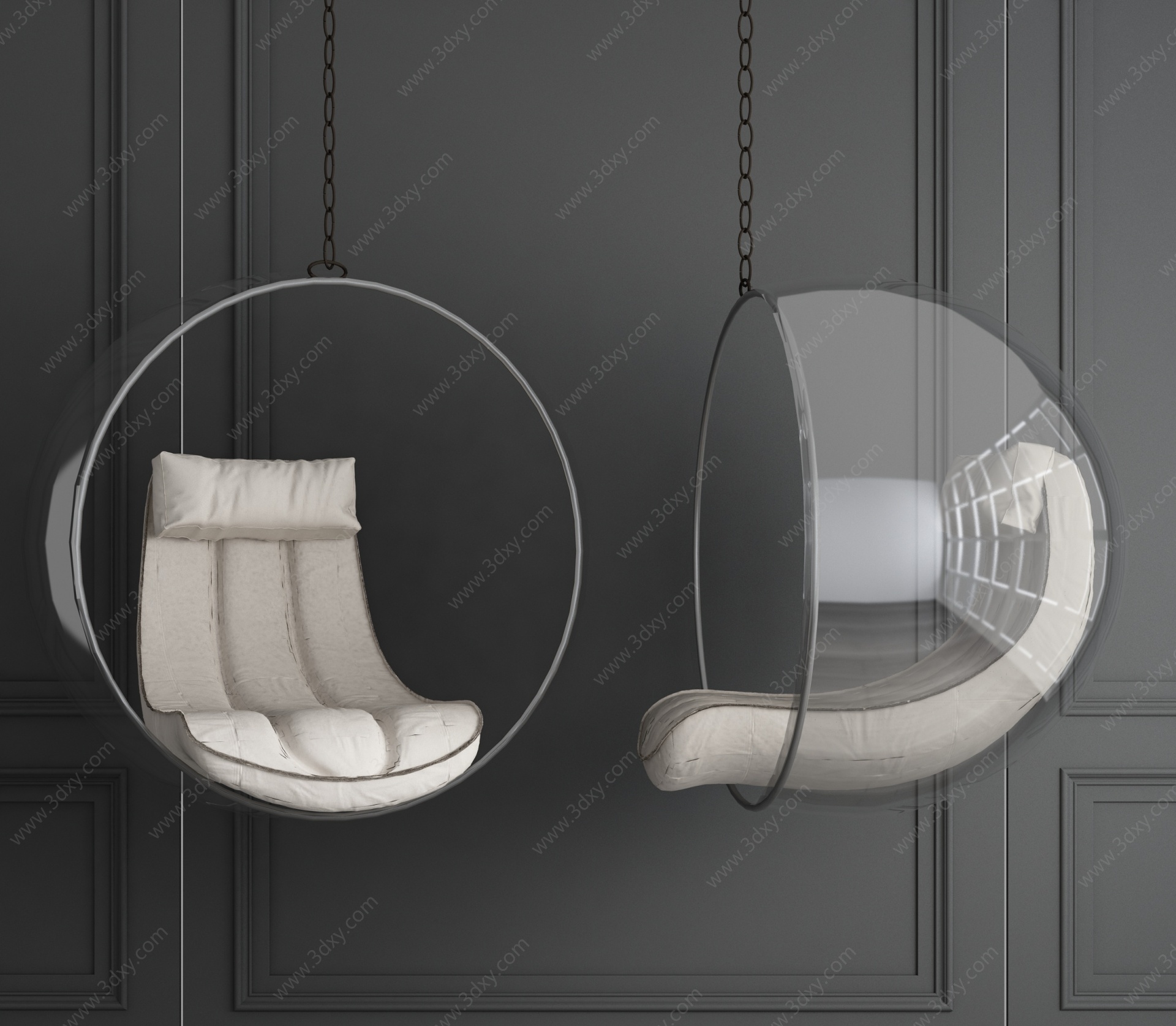 现代玻璃吊椅休闲椅3D模型