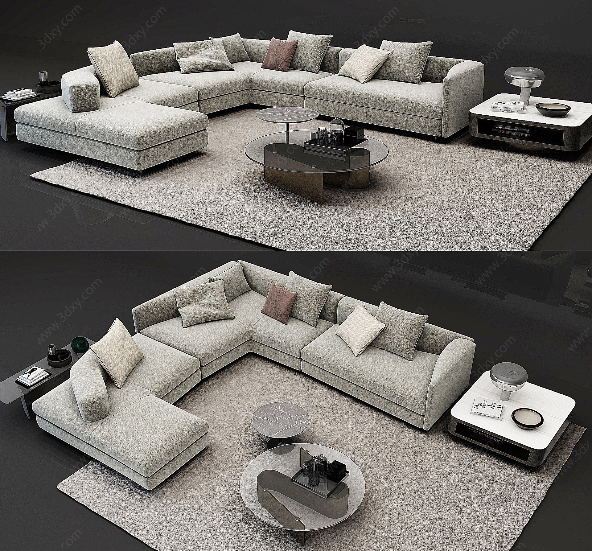 现代L型转角沙发3D模型
