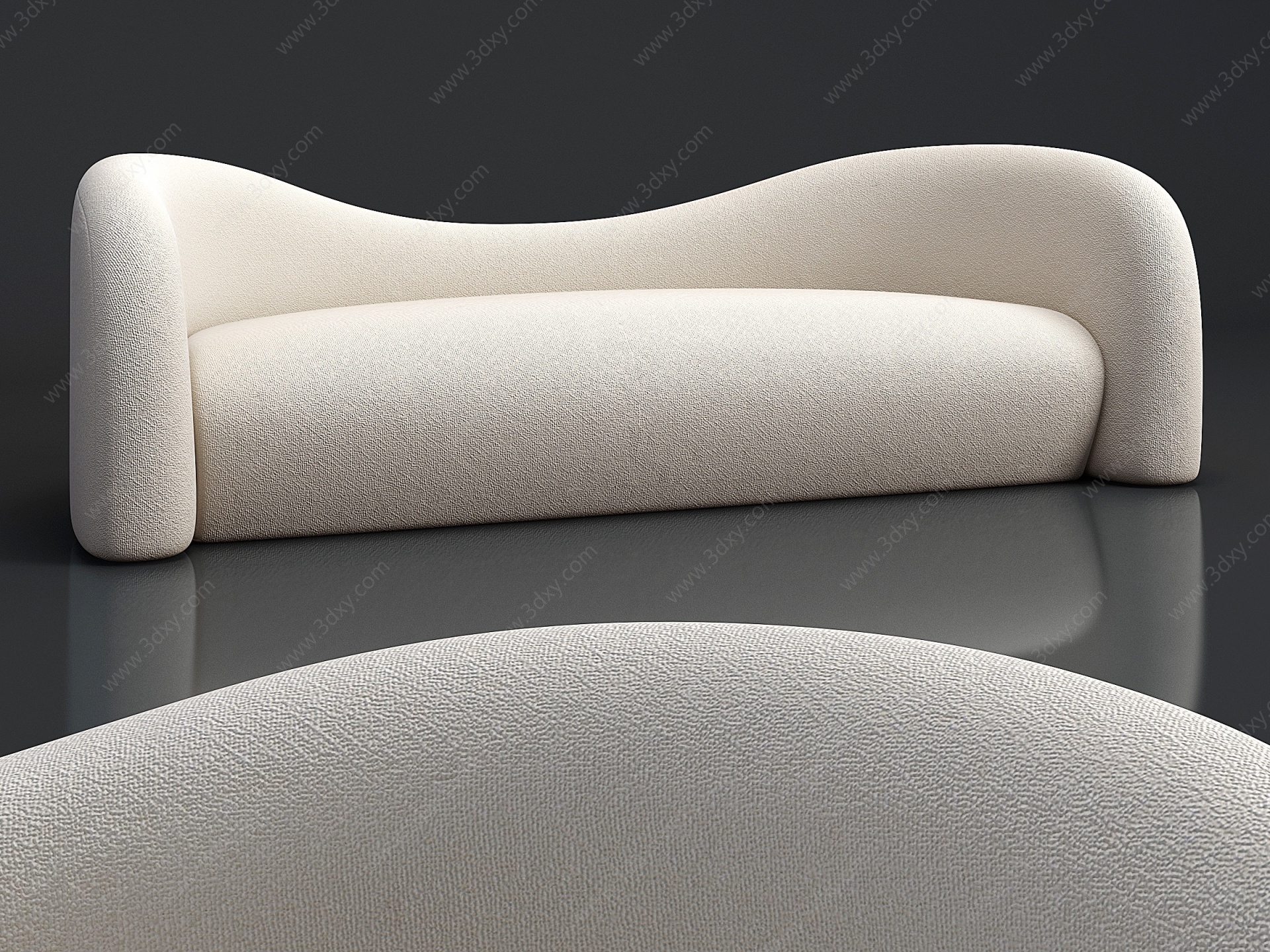 现代绒布异形双人沙发3D模型