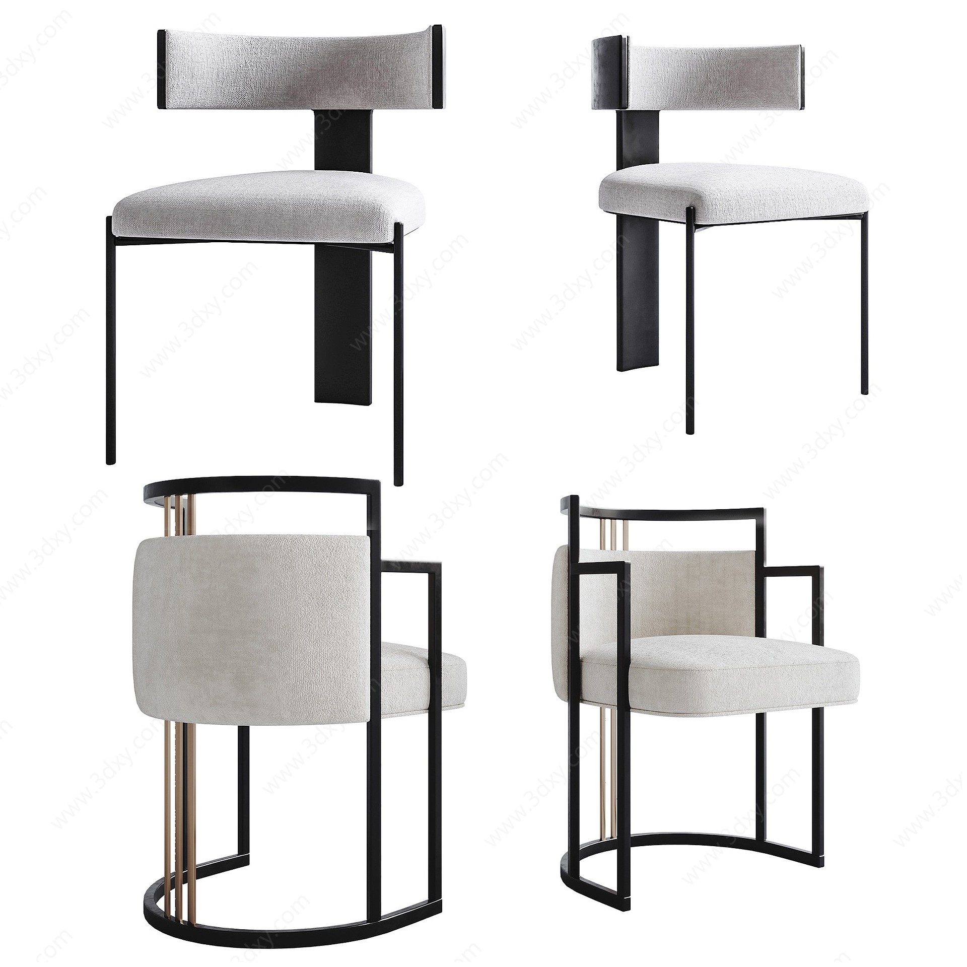 现代轻奢餐椅3D模型