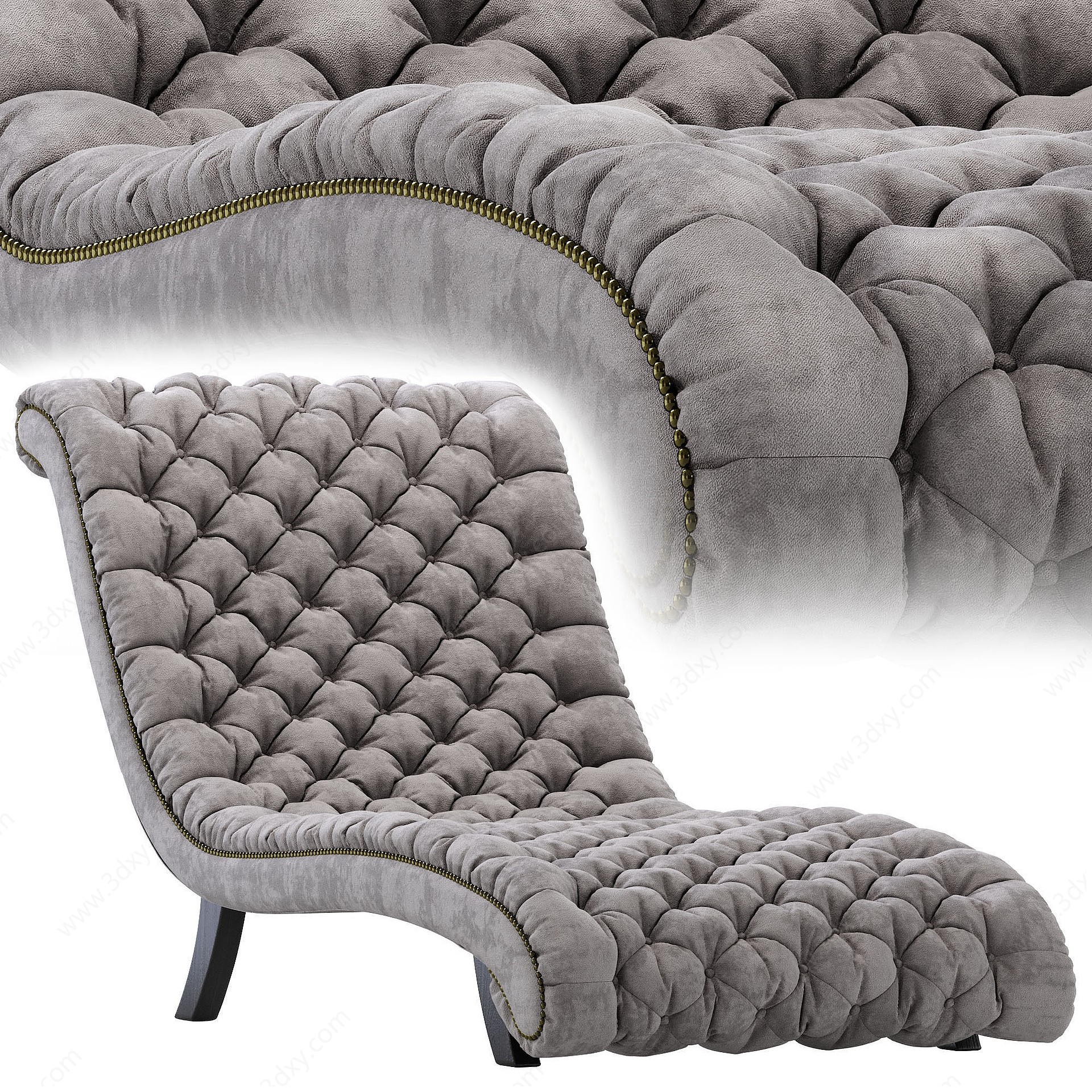 欧式天鹅绒柔软躺椅3D模型