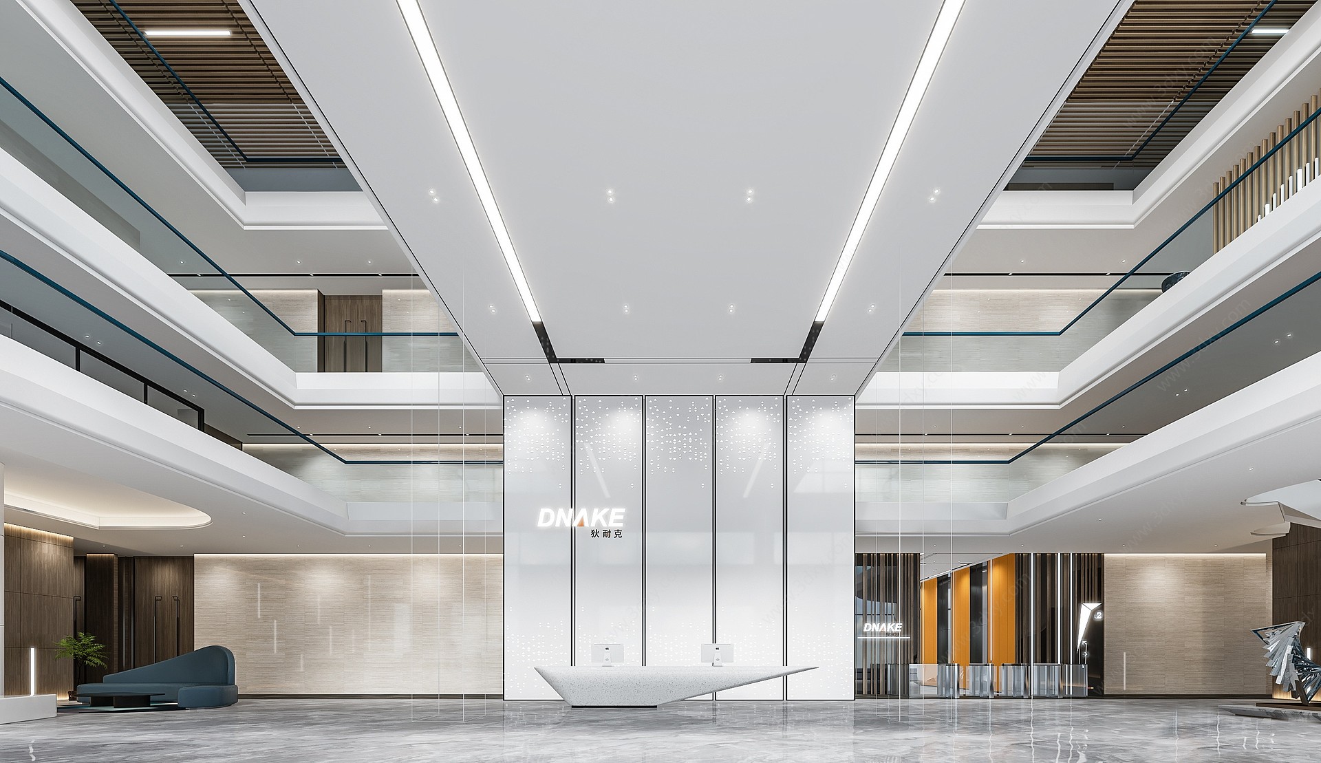 现代办公楼大厅3D模型