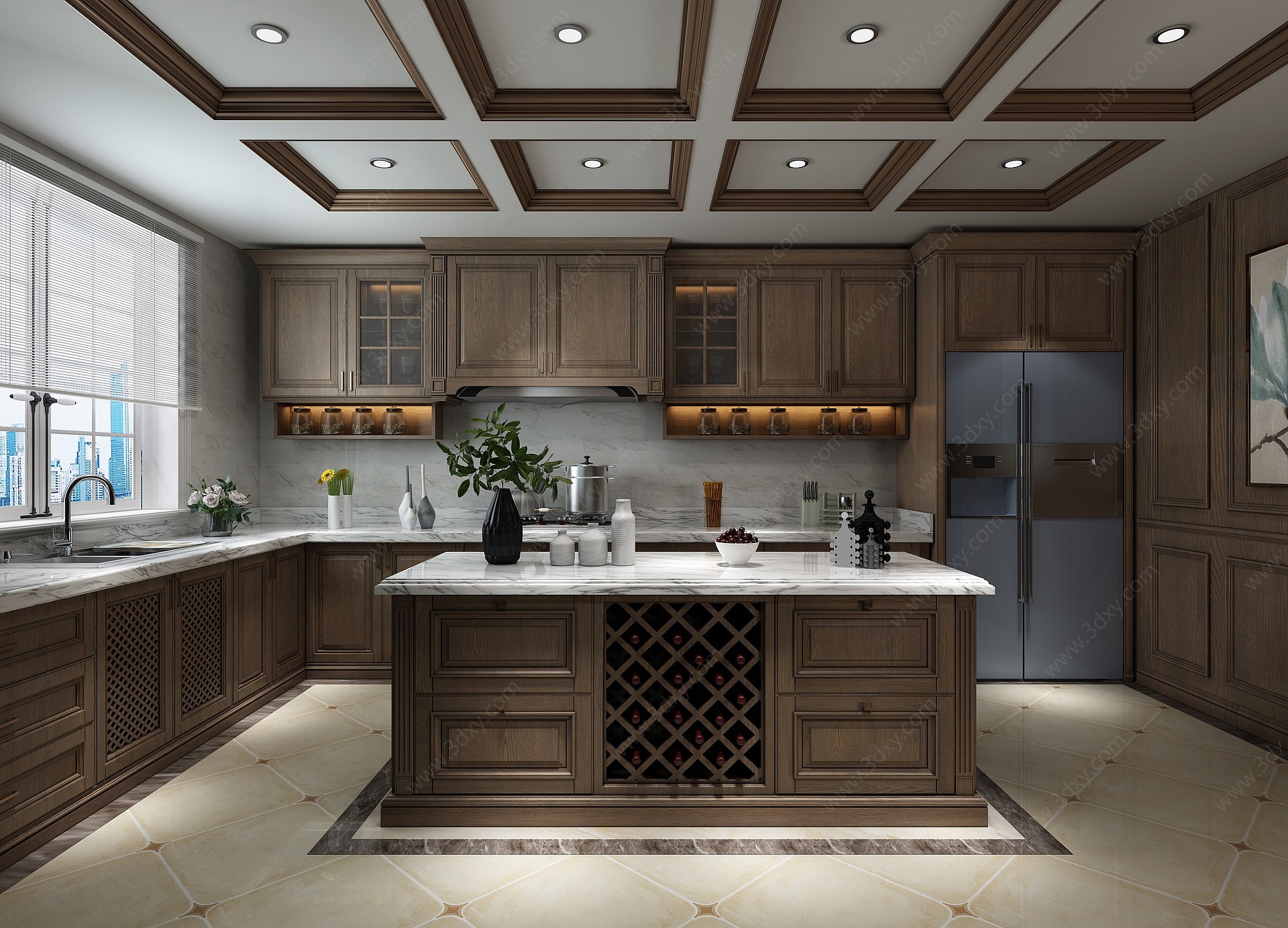美式橱柜厨房3D模型