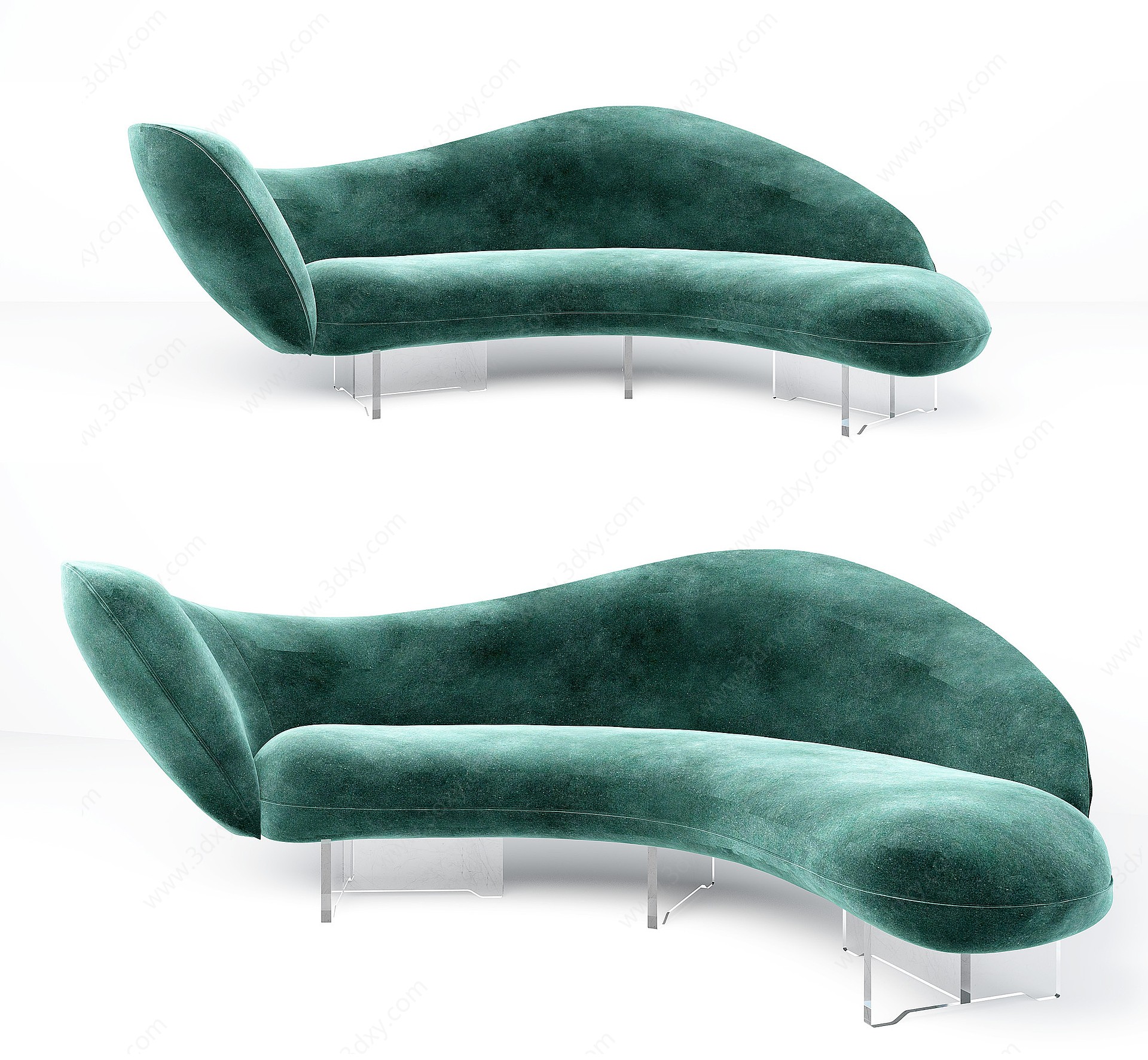 现代绒布弧形沙发3D模型