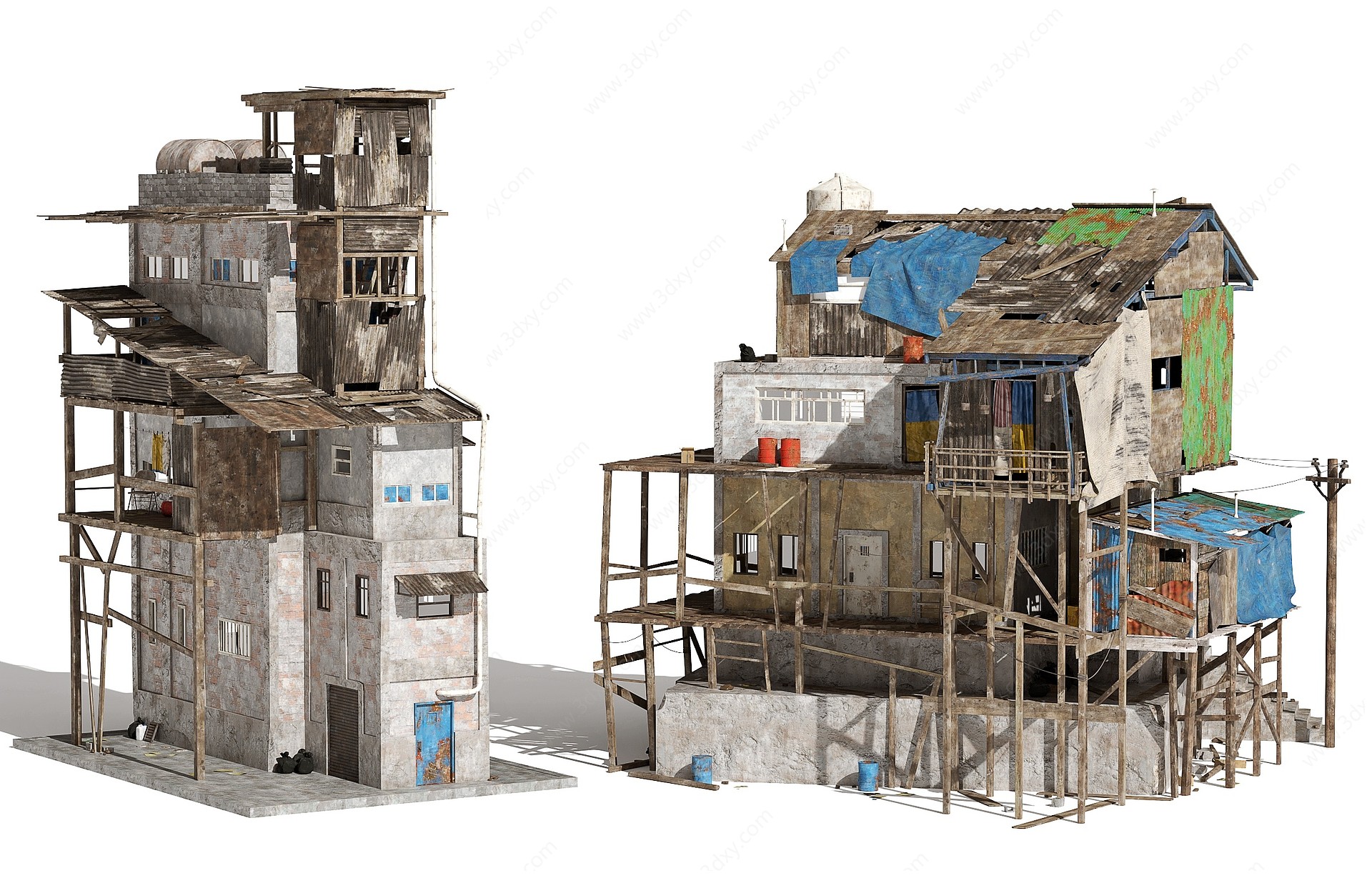 现代贫民窟3D模型