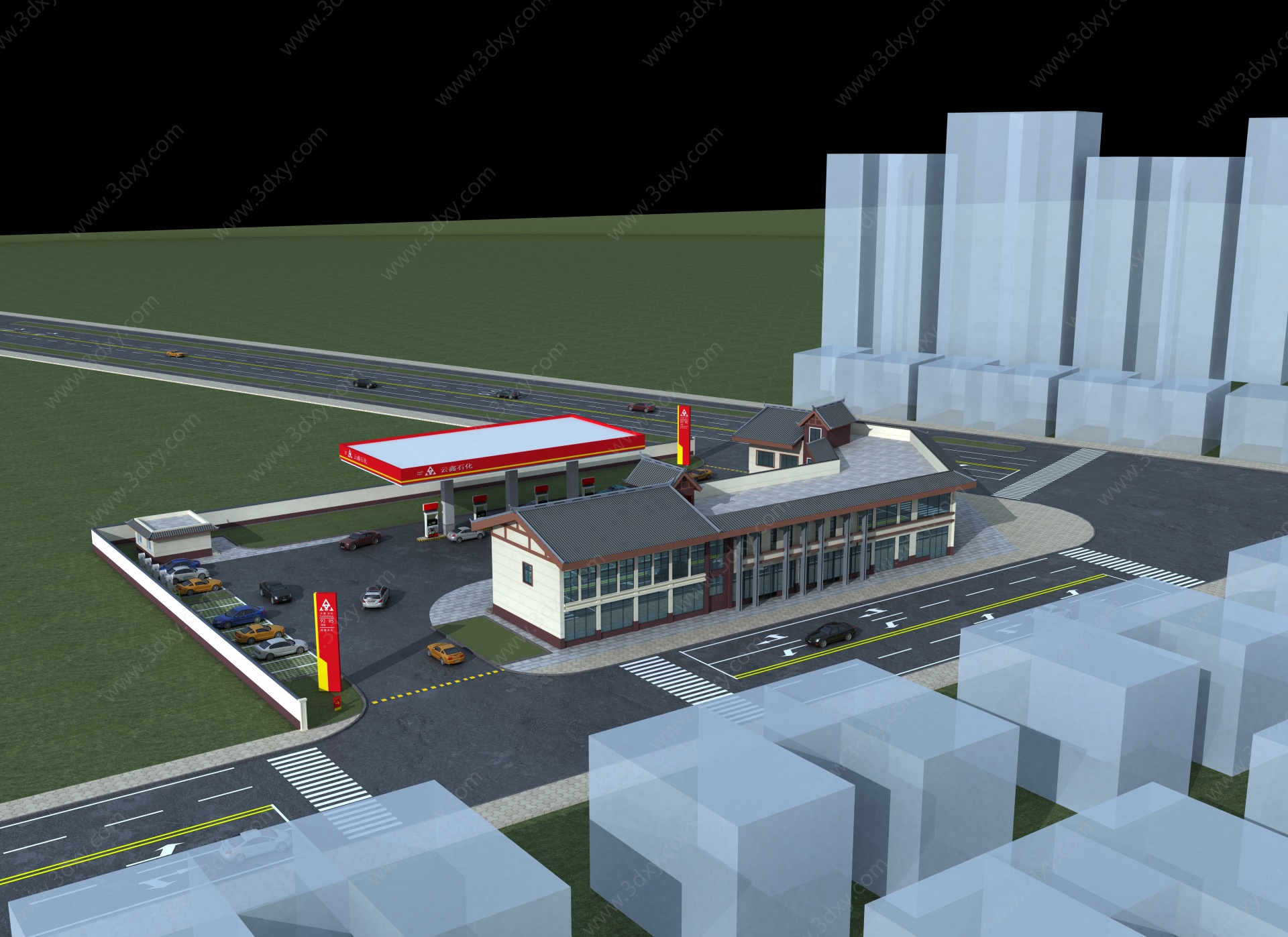 云鑫石化加油站3D模型