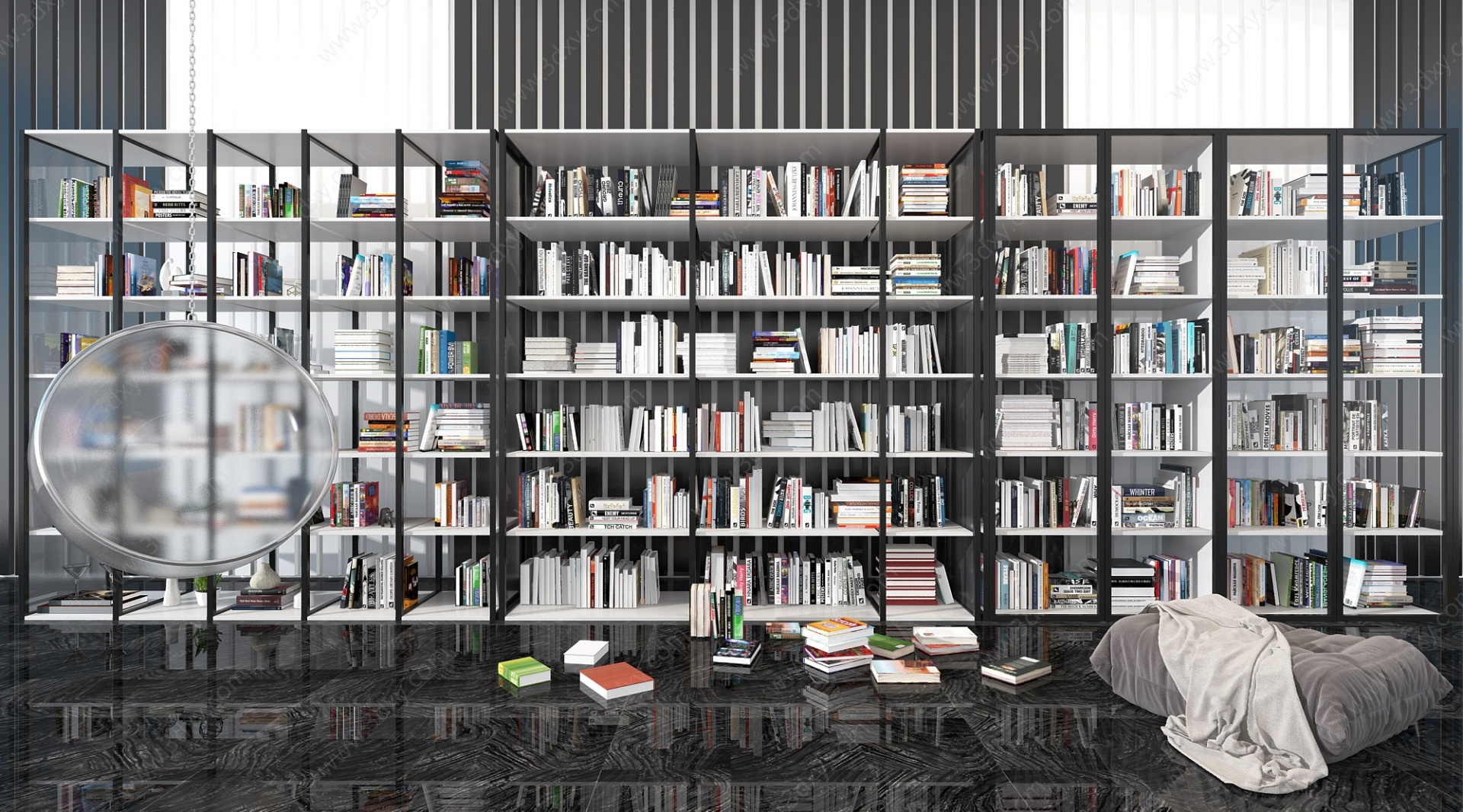 现代书架书柜书籍书本3D模型