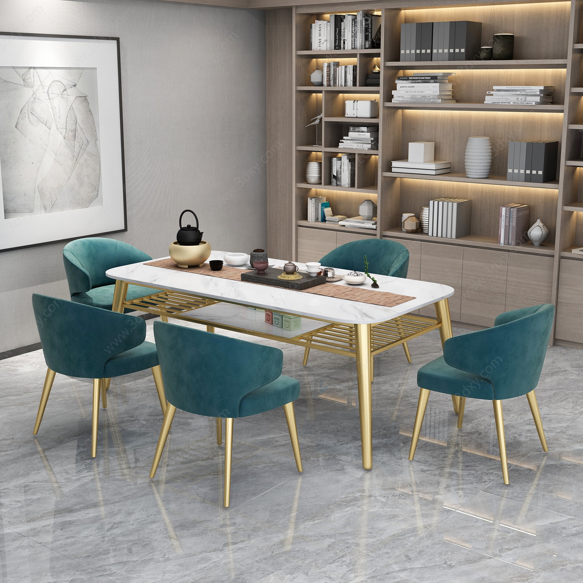 现代餐桌椅茶室3D模型