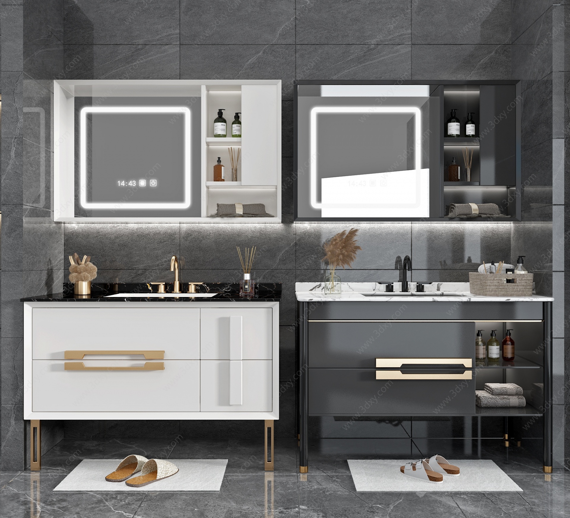 现代浴室柜洗漱用品组合3D模型