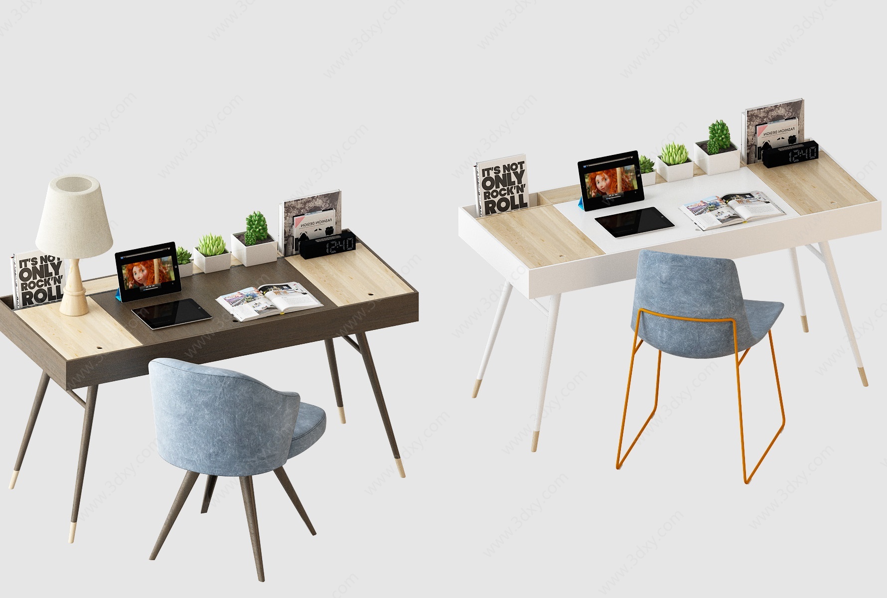 北欧书桌椅组合3D模型