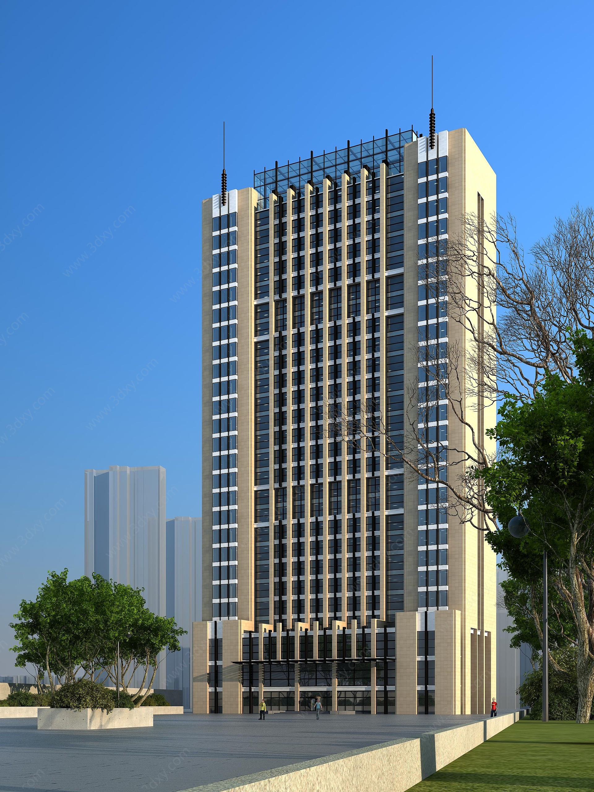 现代高层公建办公楼3D模型