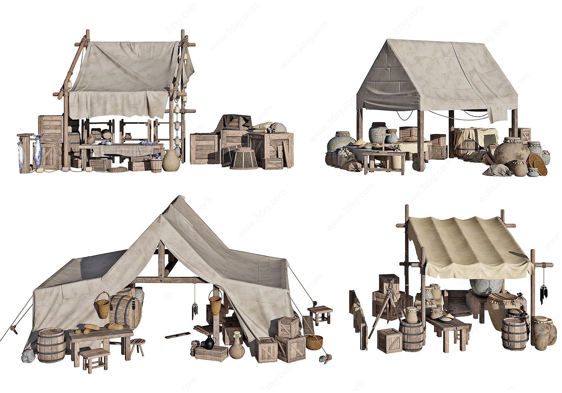 北欧中世纪集市摊位3D模型